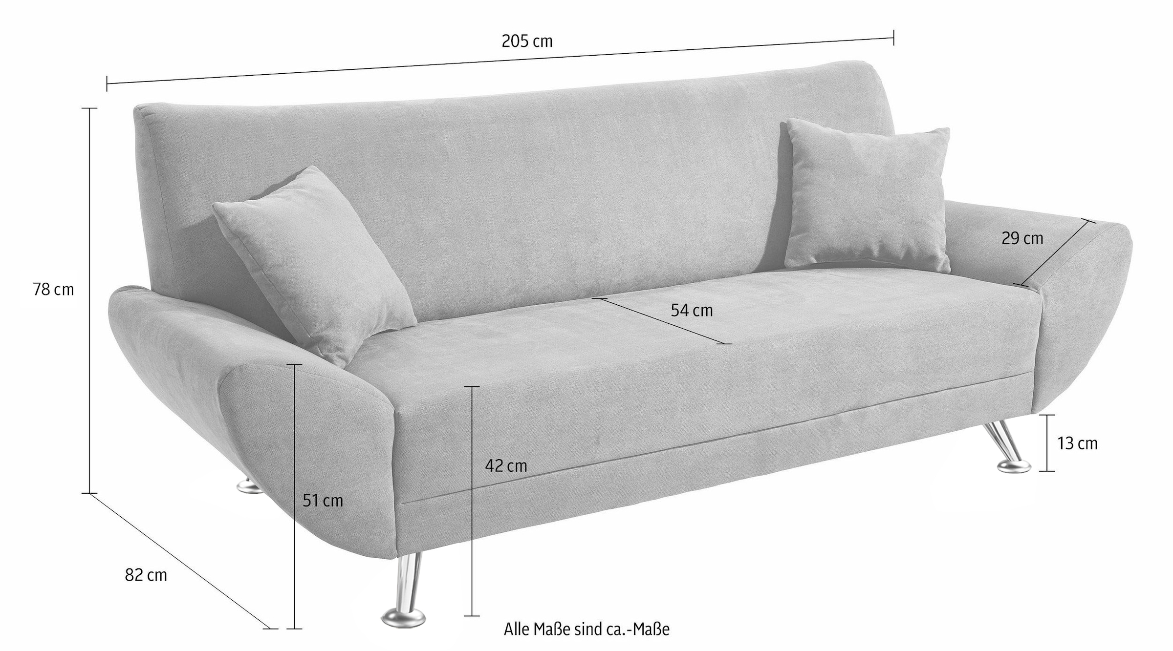 Home affaire 3-places »Saltare elegant & komfortabel, toller Designfuss, bequem, Breite 205cm«