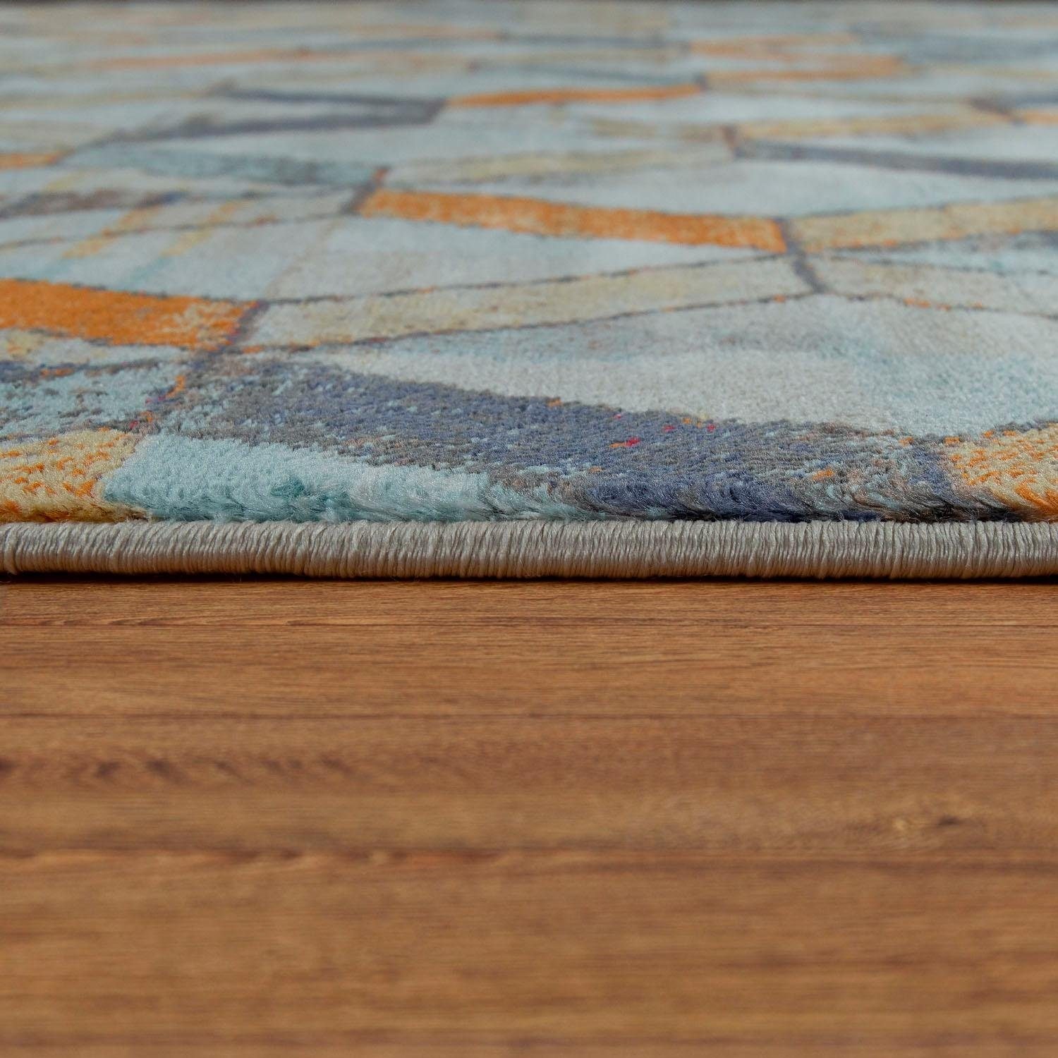 Paco Home Tapis »Jazz 701« Rectangulaire 14 mm Höhe Kurzflor, modernes geometrisches Design und Used-Look