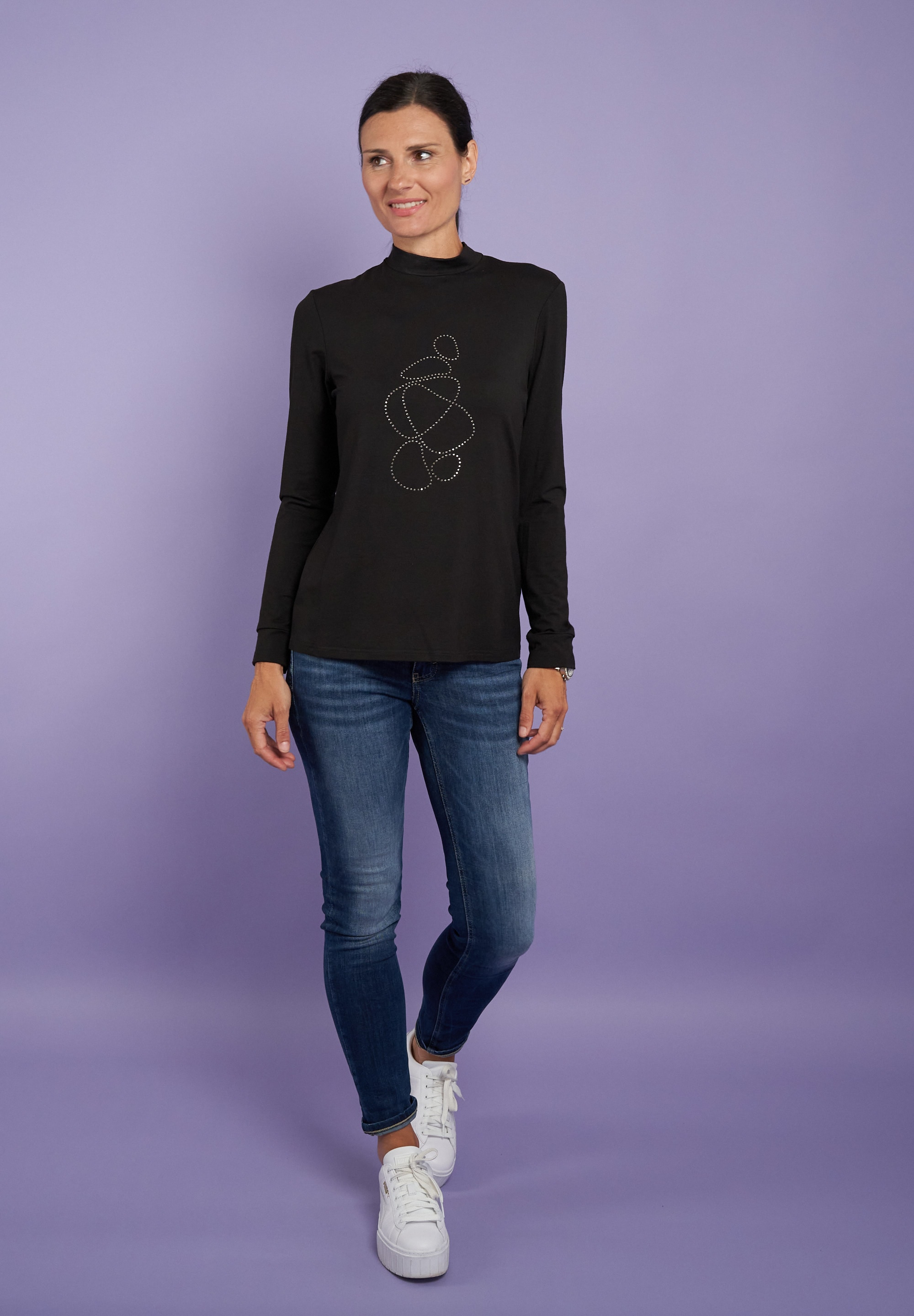 Seidel Moden T-shirt à manches longues mit Glitzersteinen, MADE IN GERMANY