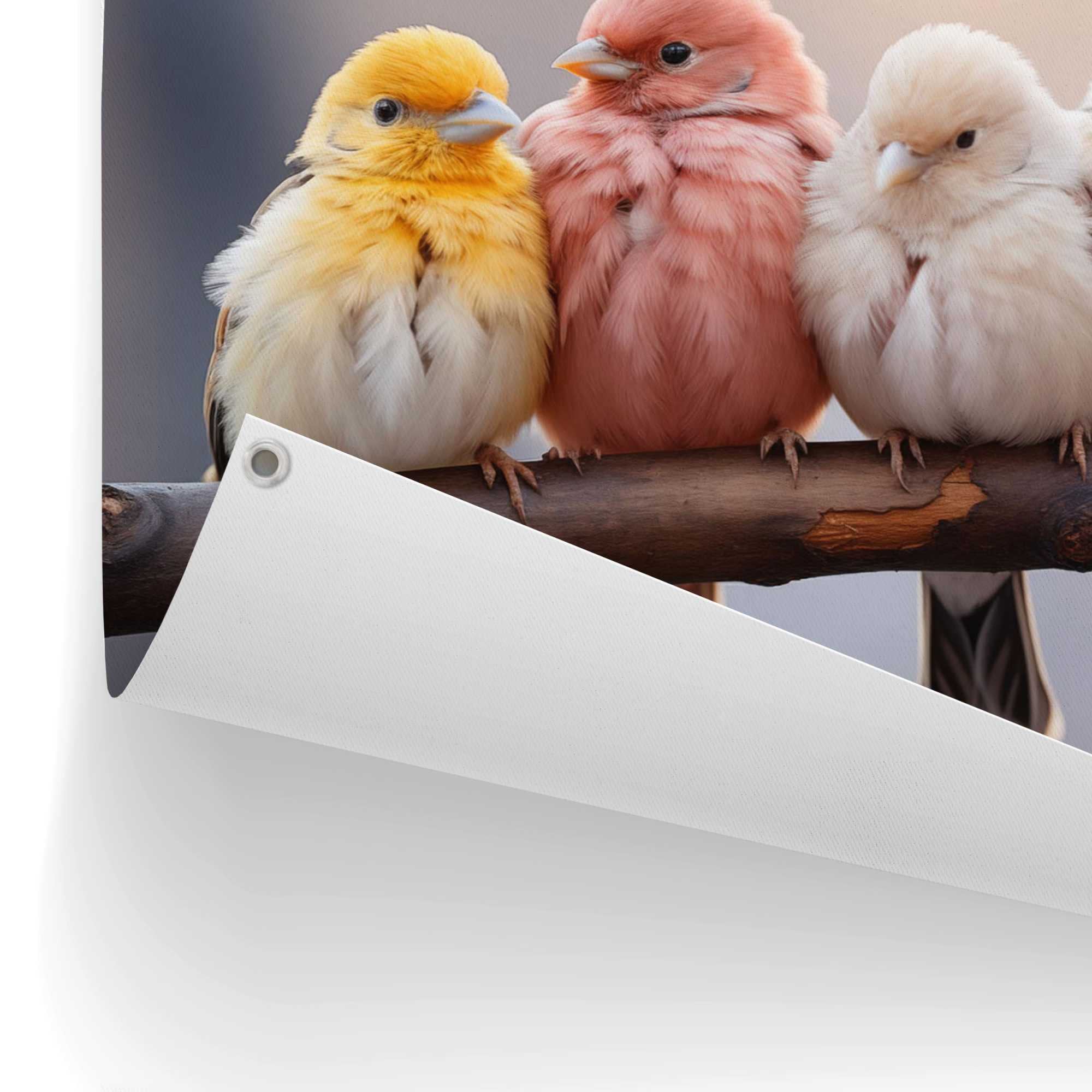 Reinders! Poster »Pastel Birds« Garten - Gartenvögel - Mehrfarbig - Leinwand - Tiere - 80x60 cm