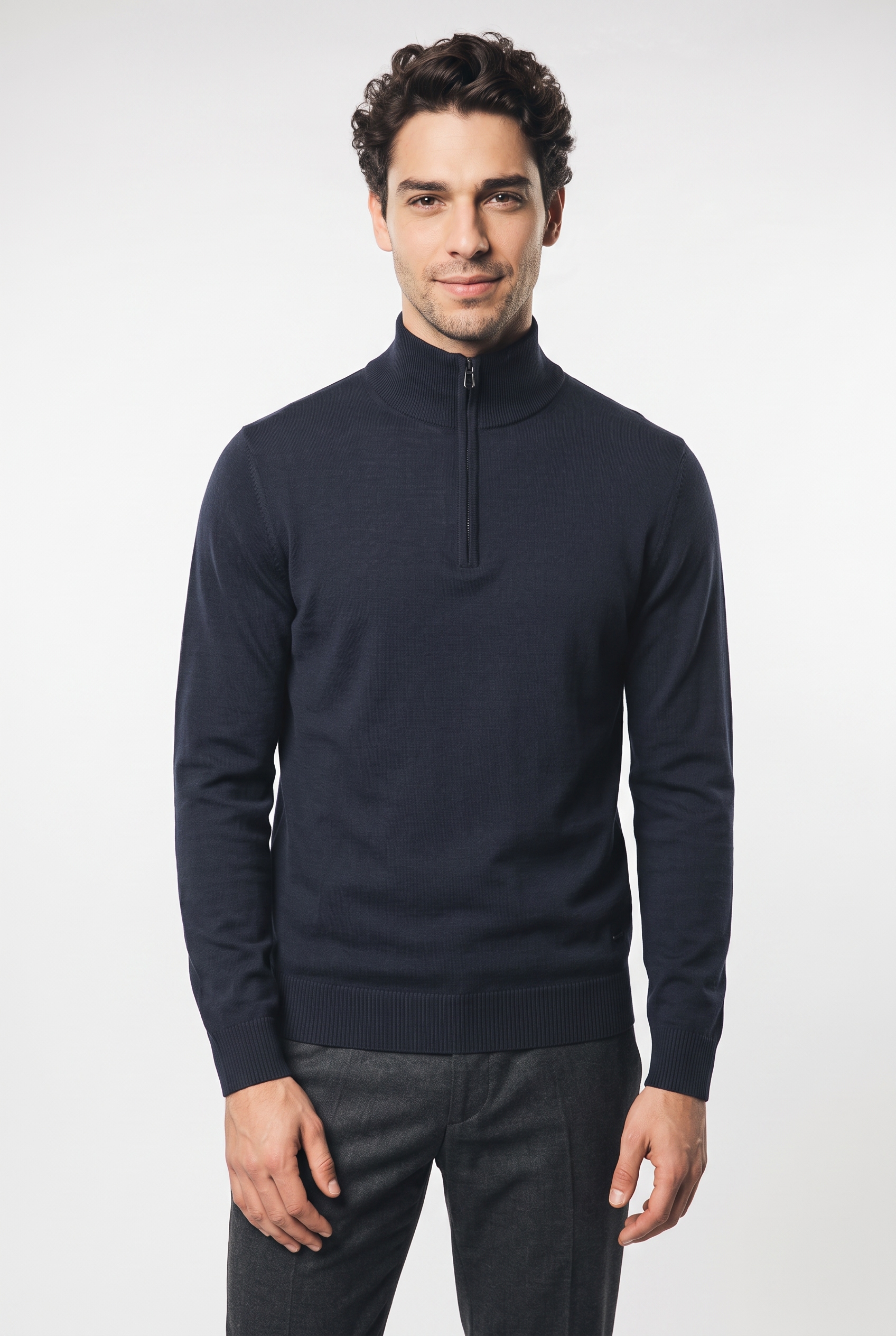 JOOP! Pull en tricot »Dario« coupe régulière avec col Troyer, laine