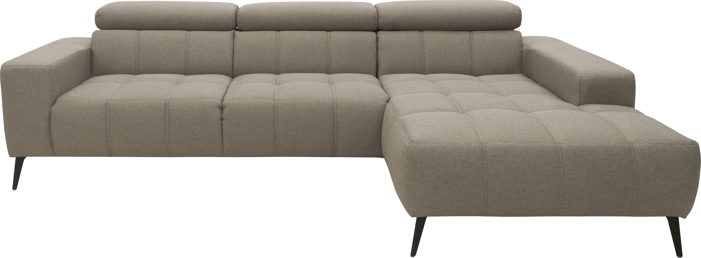 DOMO collection Ecksofa »Trento L-Form, mit Kufenfuss oder Einzelfuss« wahlweise mit Kopfteilverstellung, Recamiere links/rechts bestellbar