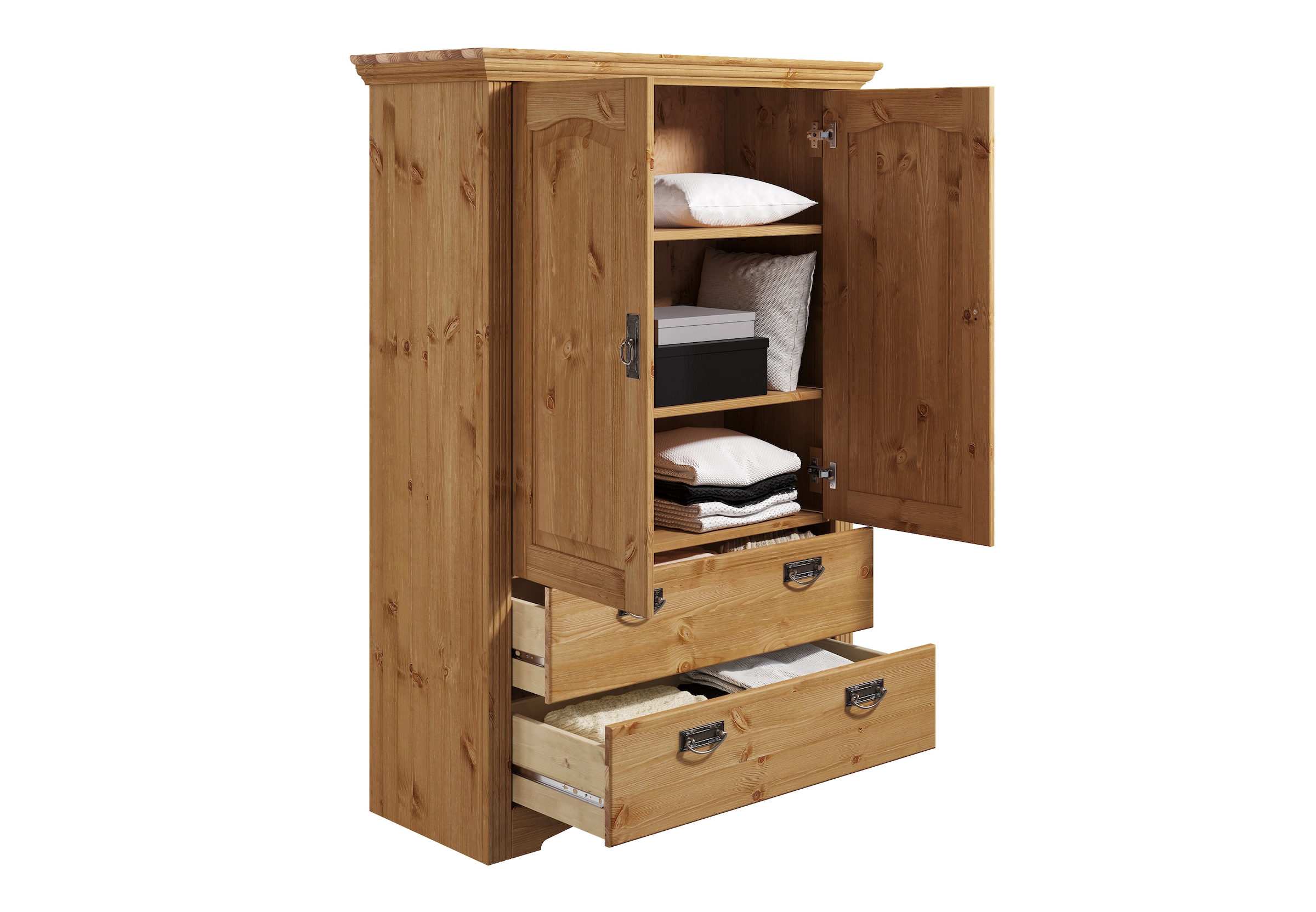 GOODproduct Wäscheschrank »Konrad« 2 Breiten: 94/133 cm H/T ca. 132/39 cm,  aus massiver Kiefer, mit viel Stauraum