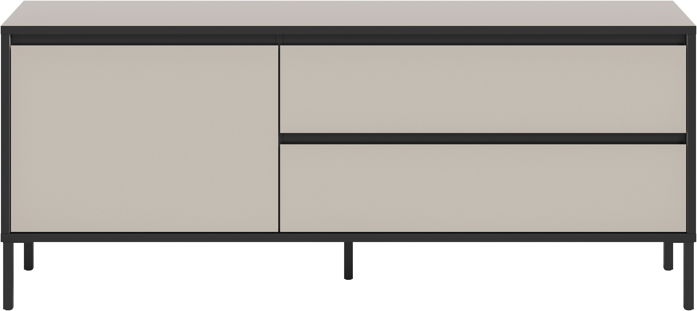 Home affaire Table basse »NORT, Breite: 150cm, mit Metall Stabfuss, 1 Klappe, 2 Schubkästen« TV-Lowboard, Mediaschrank, Mediaboard, TV-Schrank, Schrank, Board