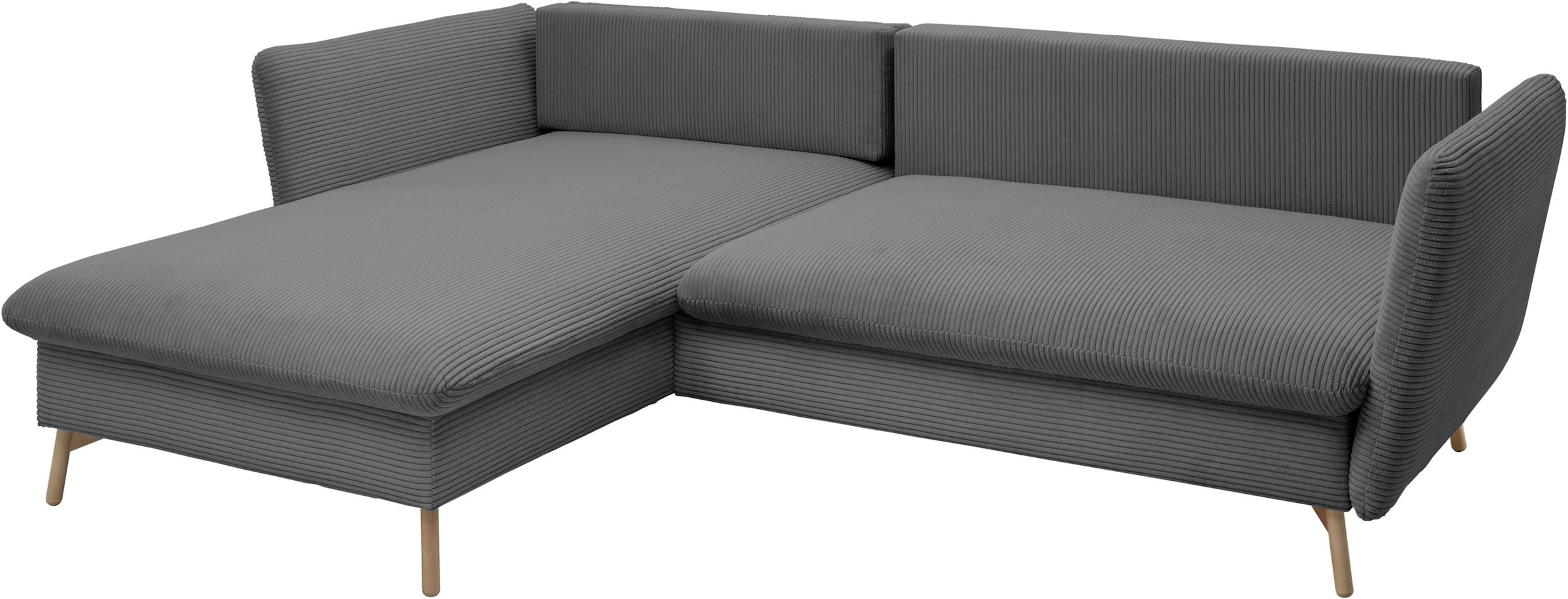 GOODproduct Canapé d'angle »MERLE, 258 cm, L-Form, traumhafter Cord,« avec fonction lit et coffre, surface couchage 224 x 139