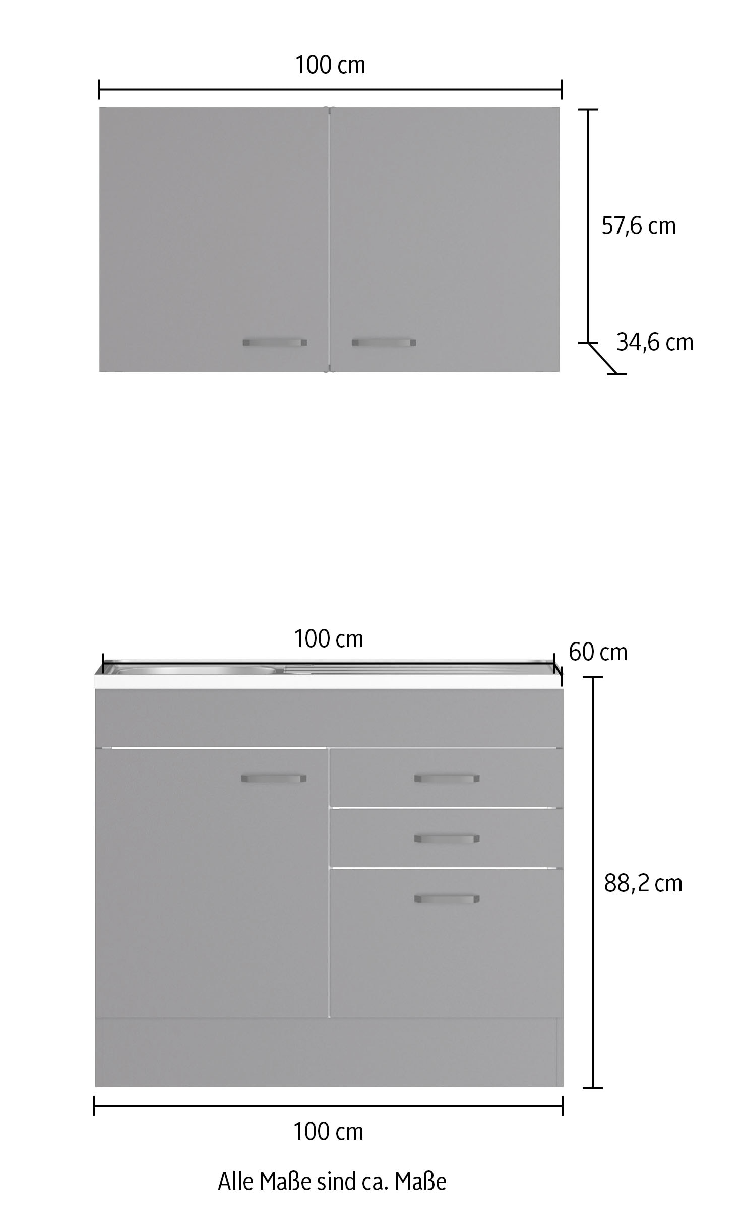 OPTIFIT Kitchenette »OPTImulti« Breite 100 cm, Tiefe 60 cm, mit Spülenauflage