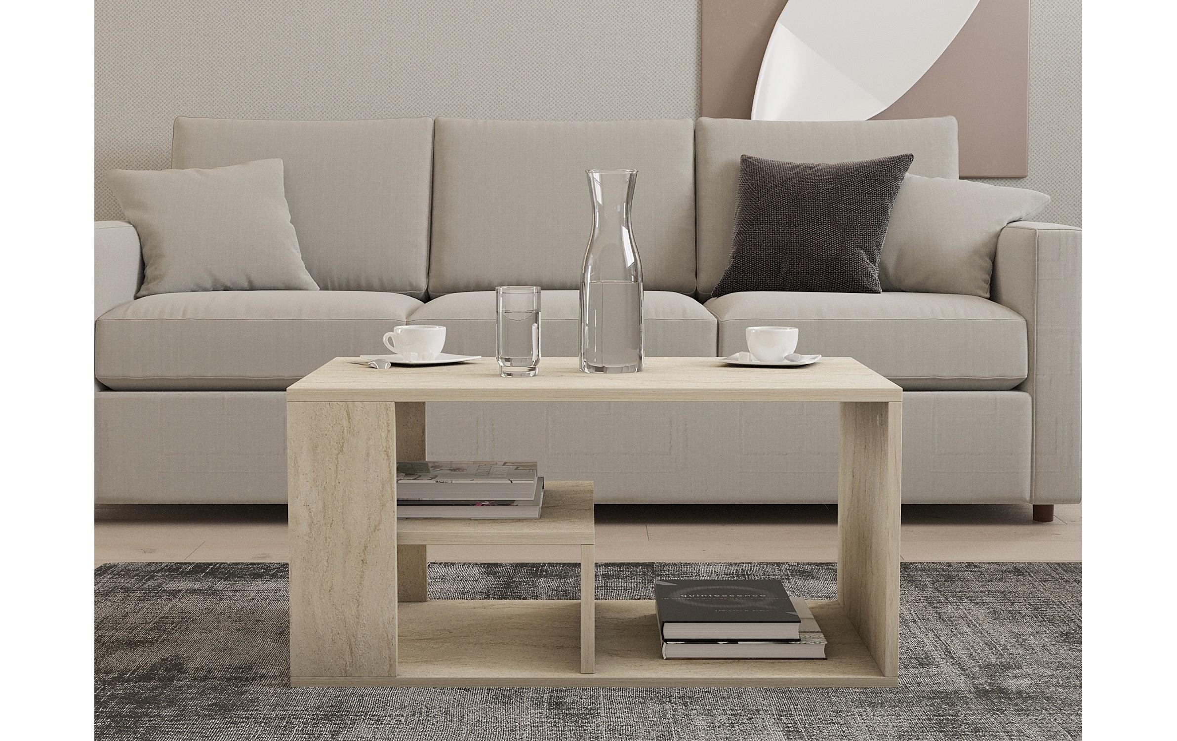 WOODY FASHION Couchtisch »Eros – Travertine 80 x 50 x 40 cm«