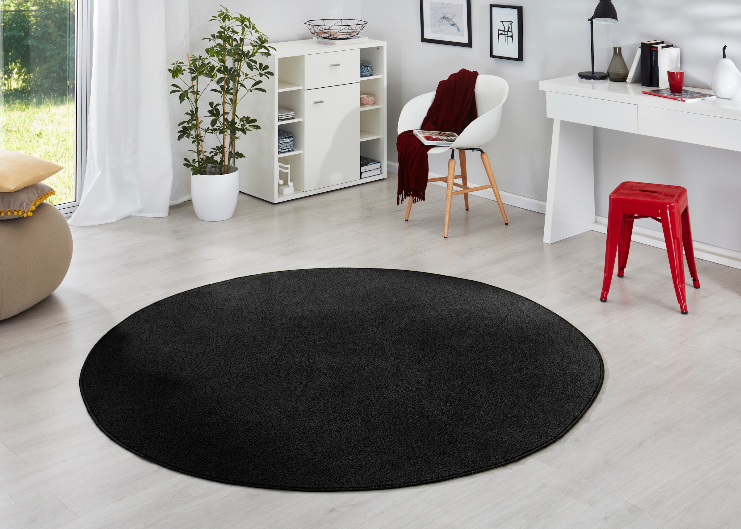 HANSE Home Teppich »Fancy« rund 7 mm Höhe Kurzflor, Weich, Einfarbig, Wohnzimmer, Schlafzimmer, Esszimmer
