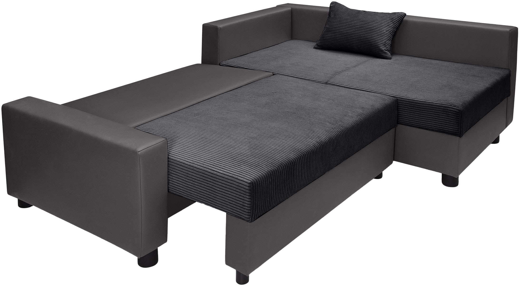 COLLECTION AB Canapé d'angle »Parma L-Form, B: 224 cm« fonction couchage, coffre de rangement et 2 coussins décoratifs, ressort ensaché