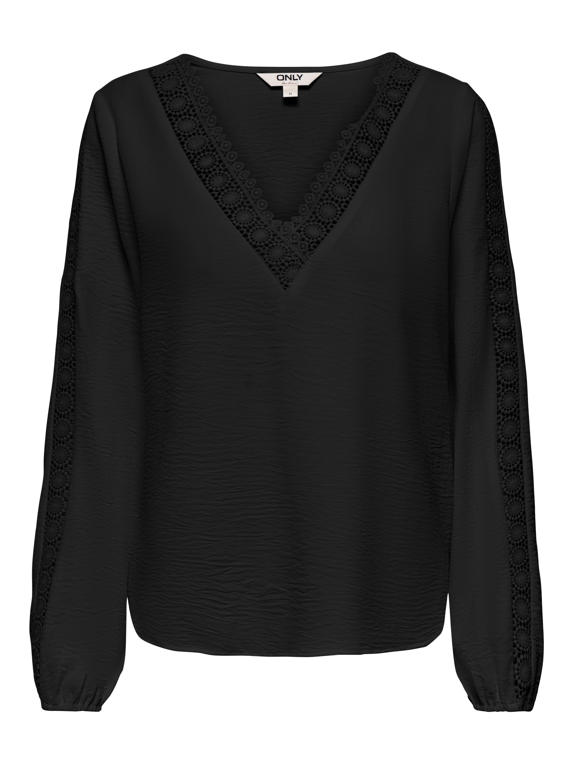 ONLY Blouse à manches longues »ONLGREGOR METTE LS LACE TOP WVN« Kunstfaser, regular fit, V-Ausschnitt, Regular Waist