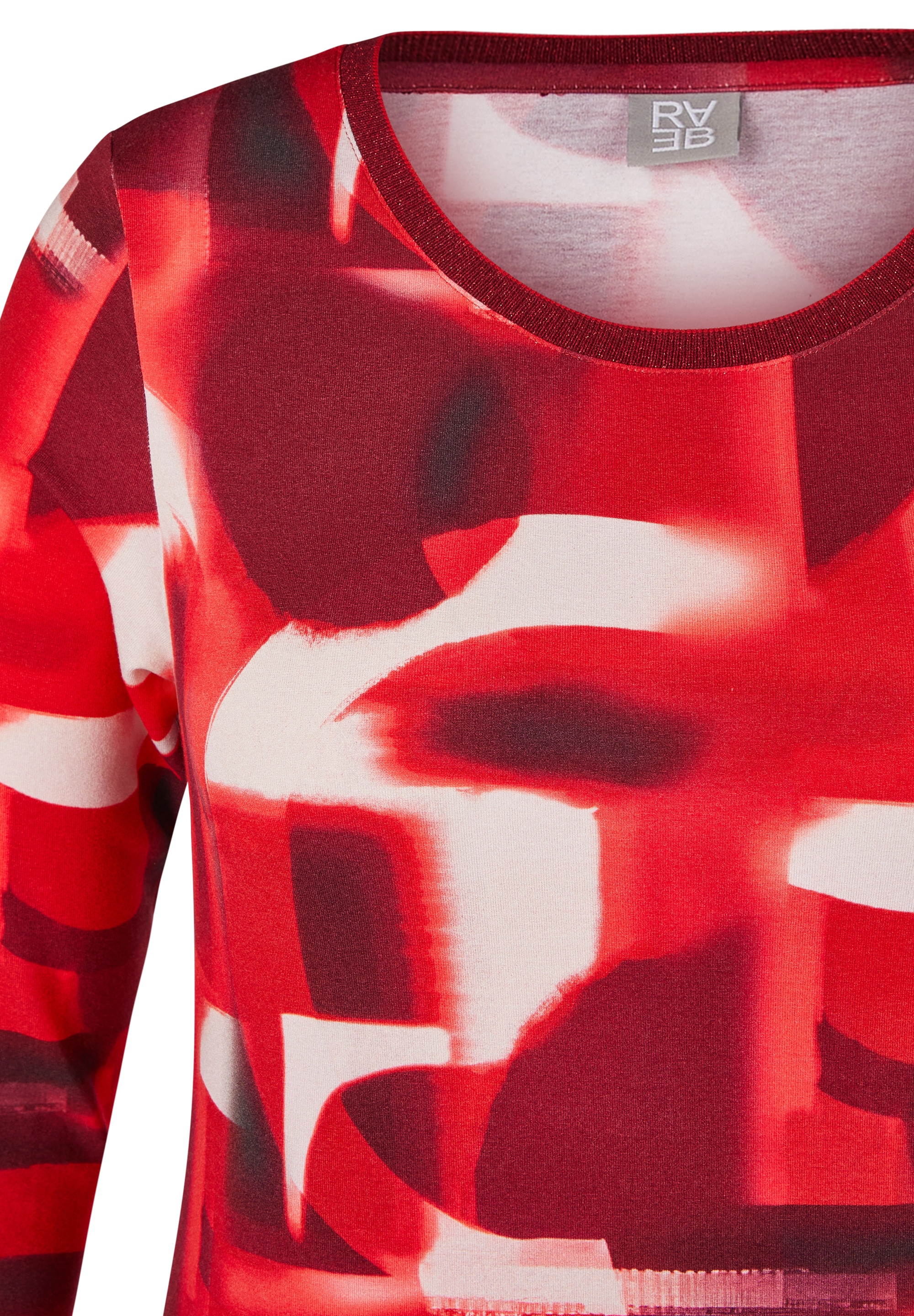 Rabe T-shirt à manches 3/4 mit grafischem Muster und Glitzer-Rundhals