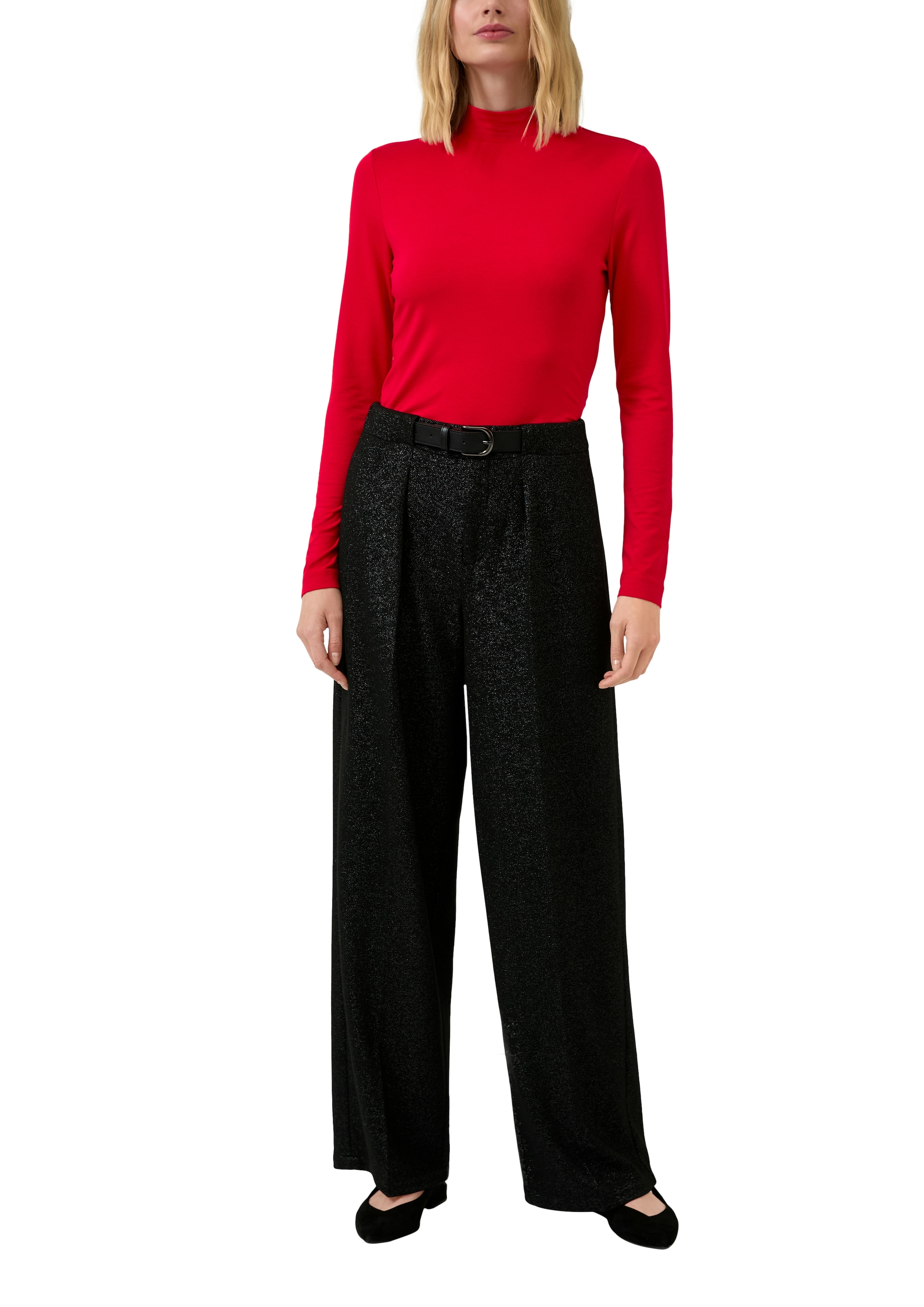 s.Oliver Langarmshirt mit Stehkragen und aus Viskose-Stretch