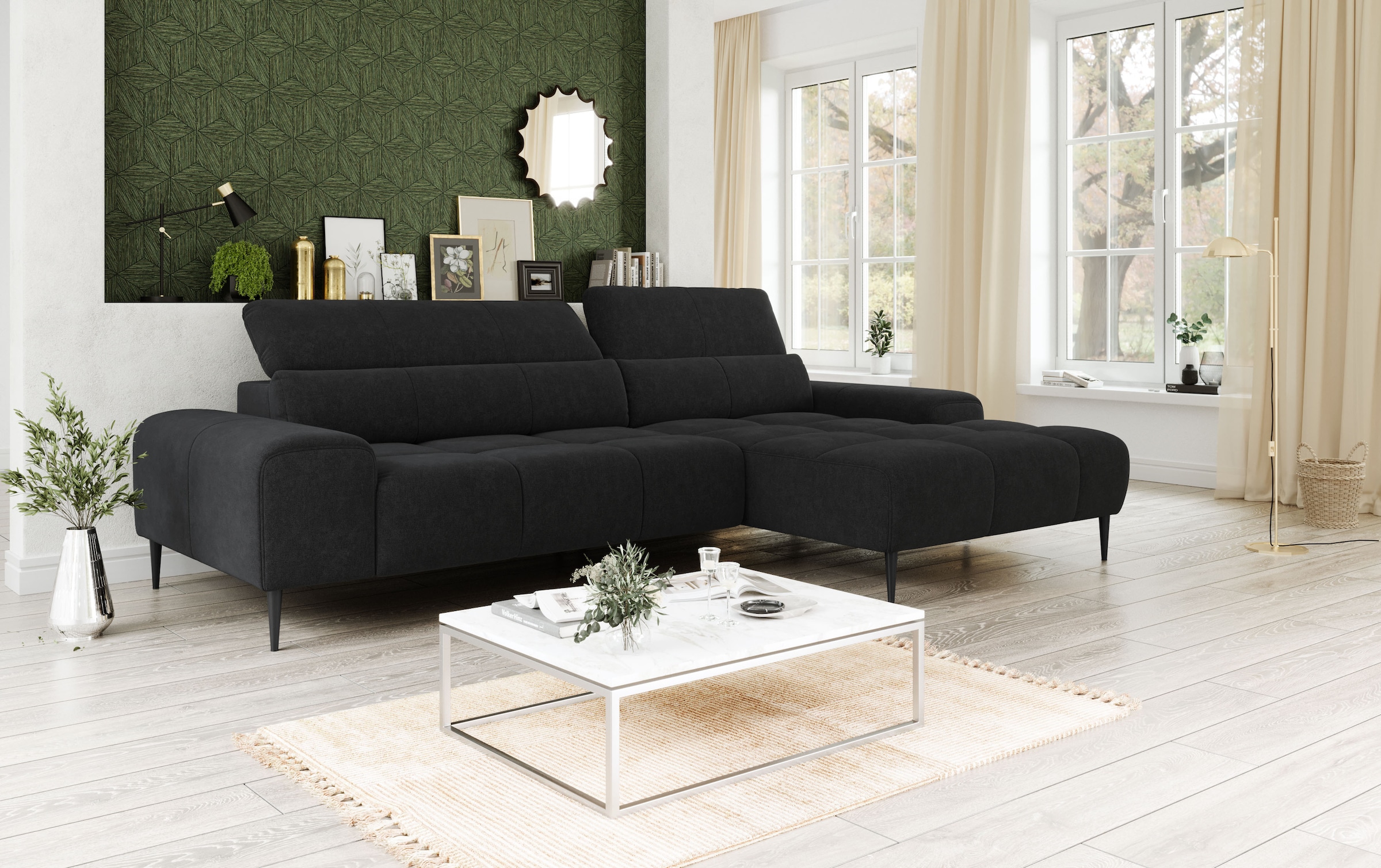 COTTA Canapé d'angle »Theo L-Form, B: 290 cm« mit Kopfteilverstellung, optional Sitztiefenverstellung