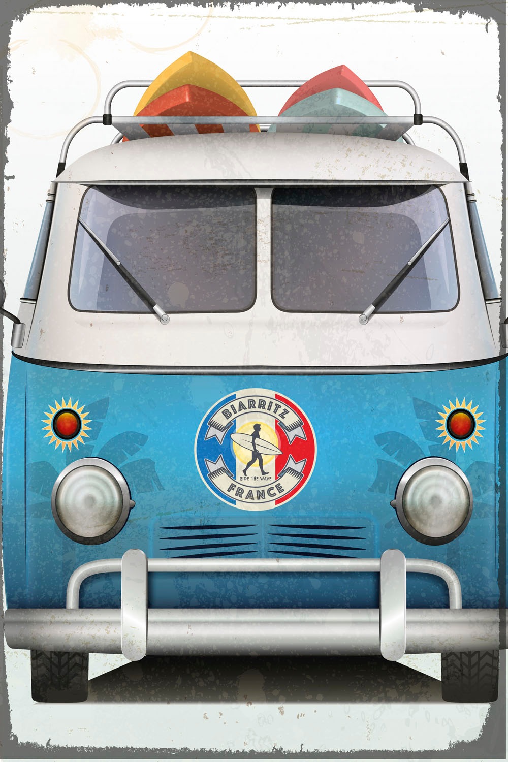 queence Metallbild »Biarritz Surf Bus« Auto | Autos 1 Stk. tlg. Stahlschilder