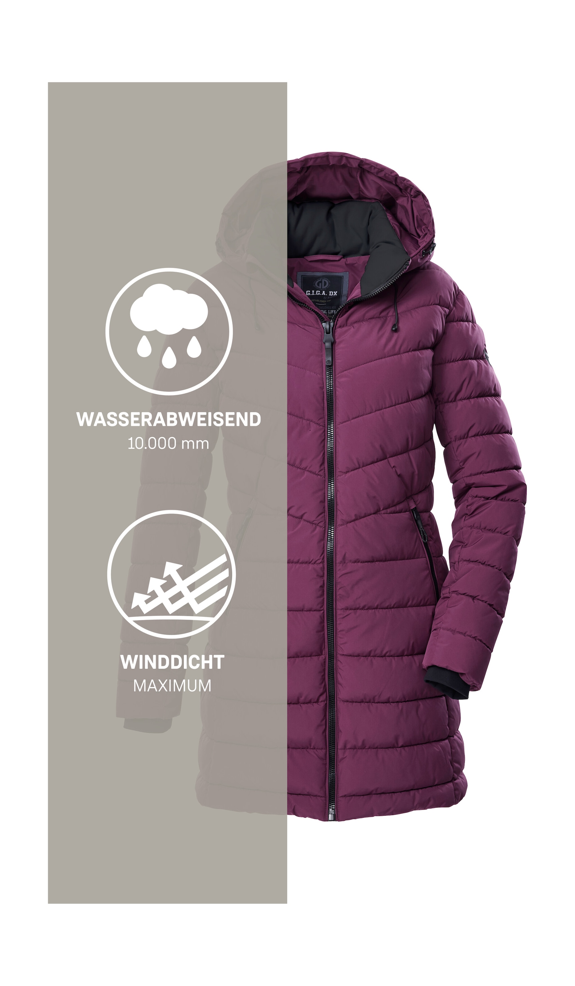 G.I.G.A. DX by killtec Manteau matelassé »GW 74 WMN QLTD PRK« Parka matelassé déperlant, coupe-vent, avec capuche amovible
