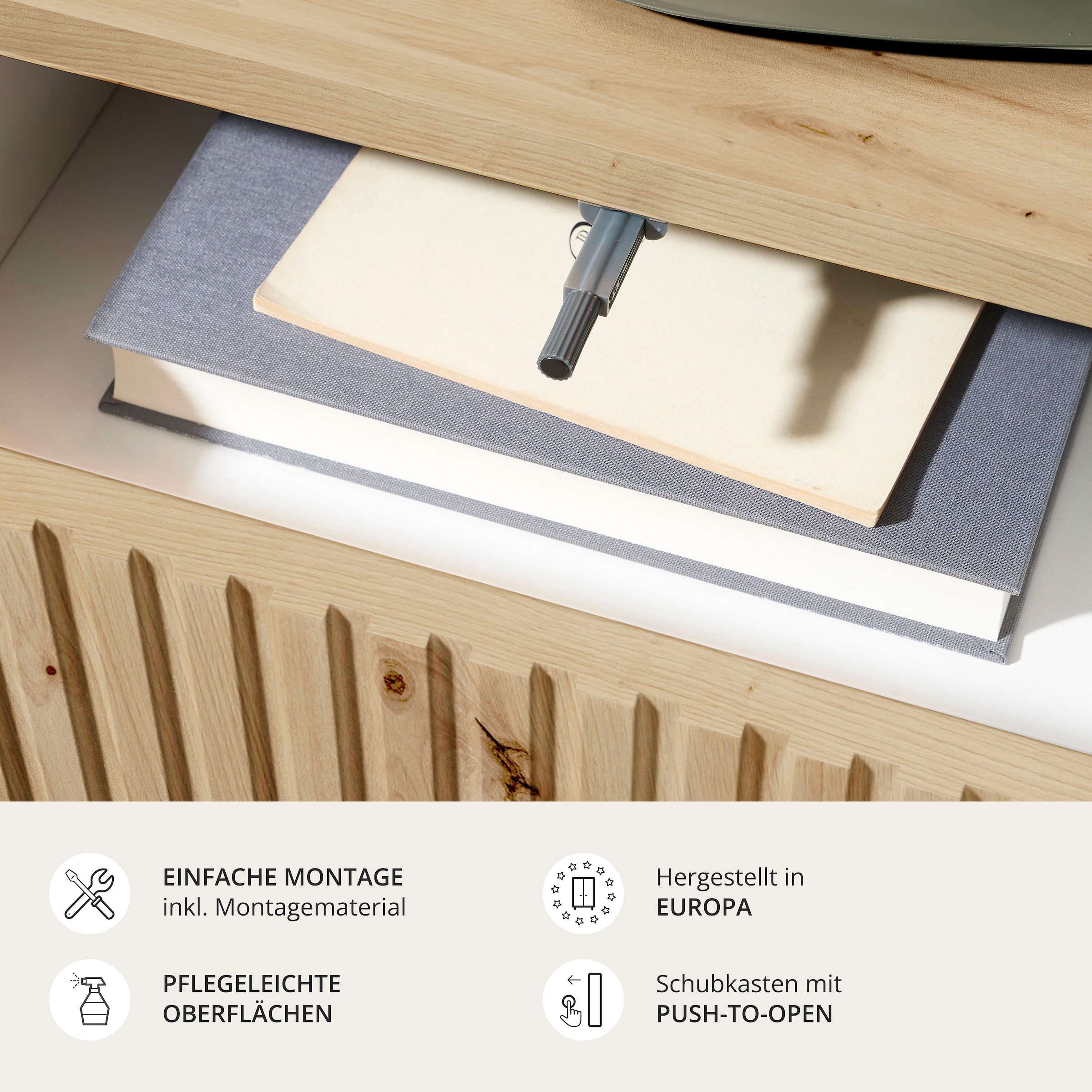 Schlafkontor Table de nuit »Taboni Nachttisch, Nachtkonsole mit Push-to-open« Wandmontage