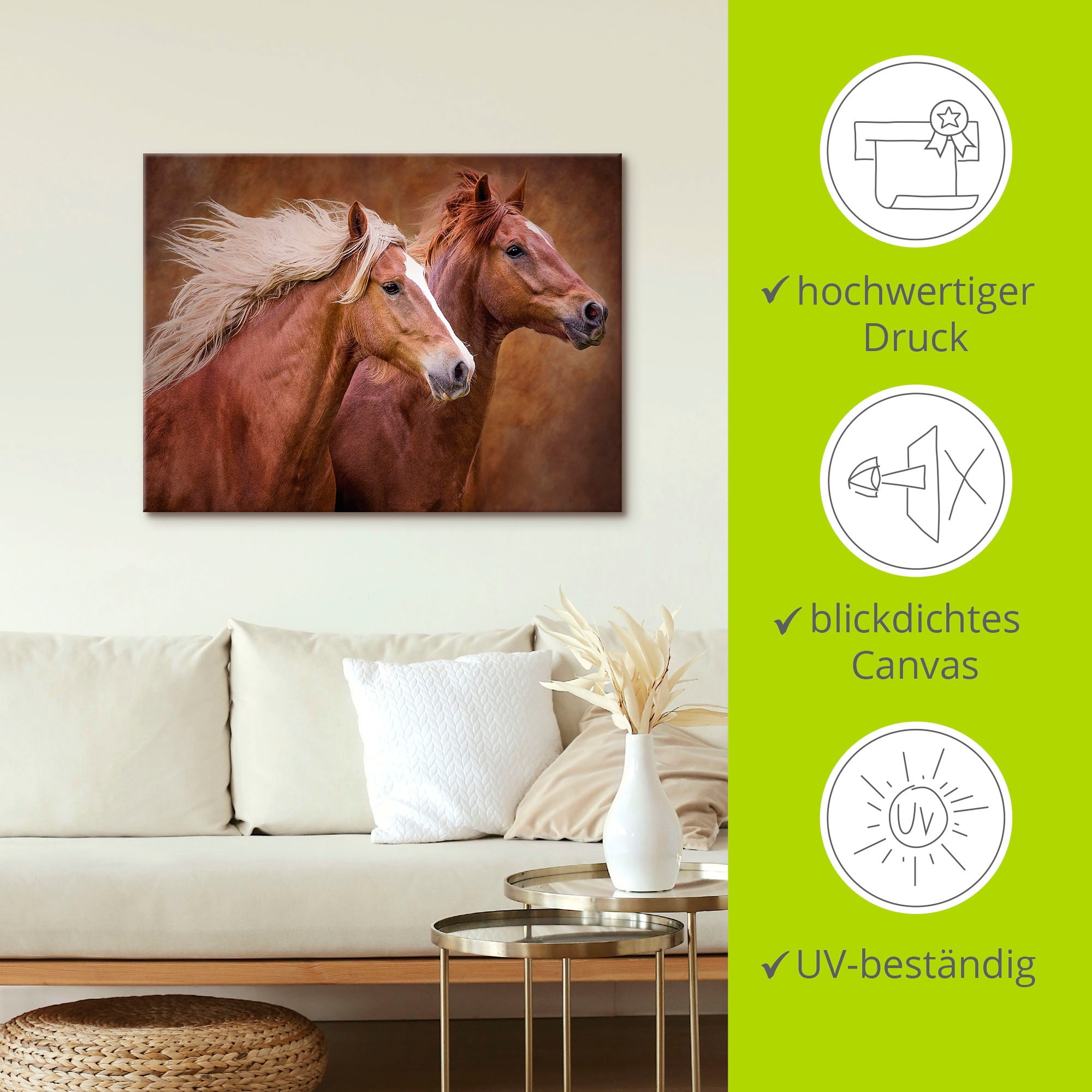 Artland Tableau sur toile »Reinrassige Pferde I« Animaux de compagnie 1 cuis tlg. tendu sur cadre en bois