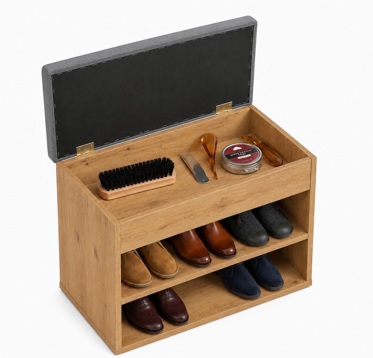 GOODproduct Schuhbank »Schuchschrank 60,  Schuhregal, Schuhtruhe, Schuhkommode, Sitzbank« Inkl. bequemem Sitzkissen mit Stauraum darunter