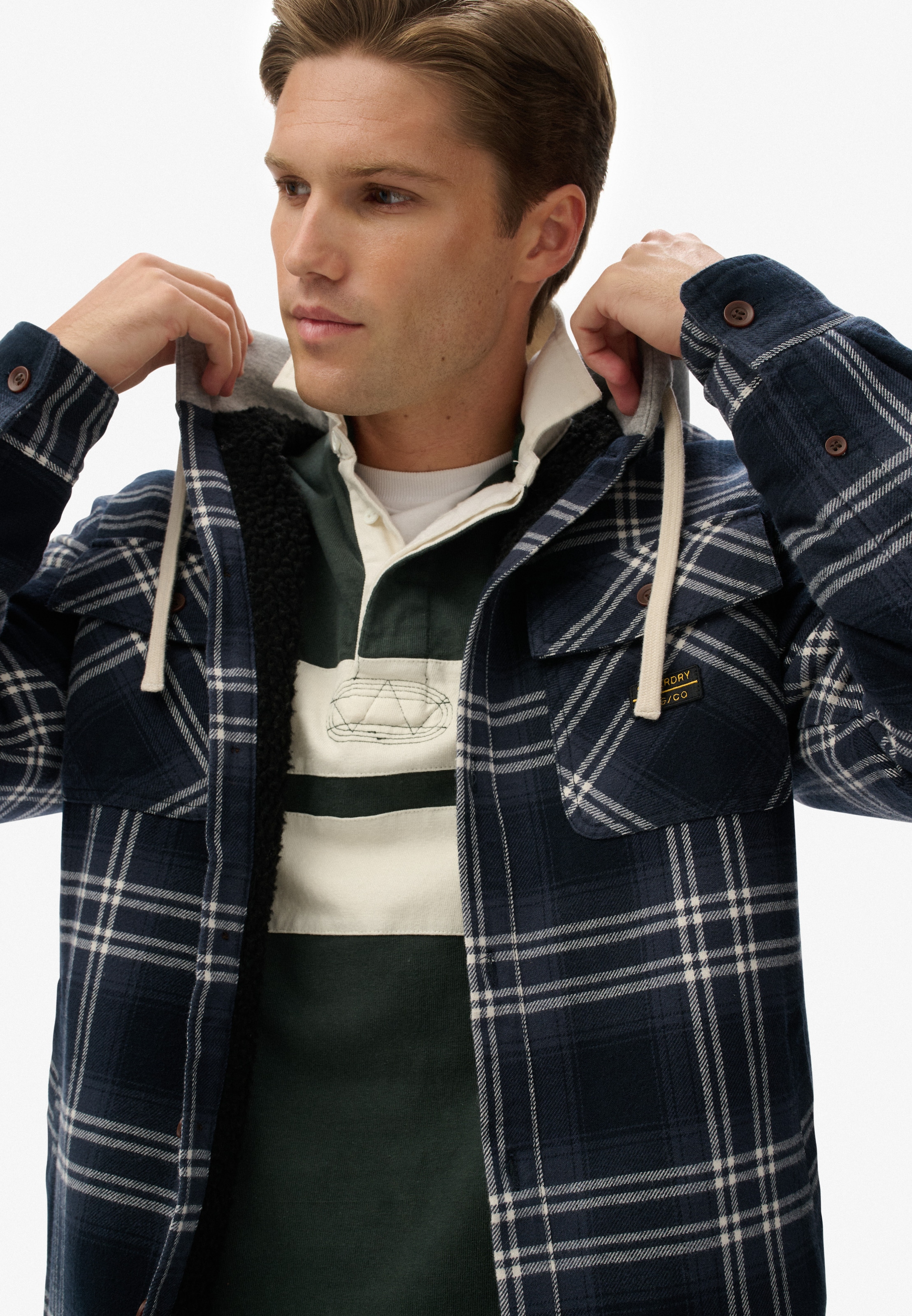 Superdry Langarmhemd »SURPLUS HOODED CHECK SHIRT«