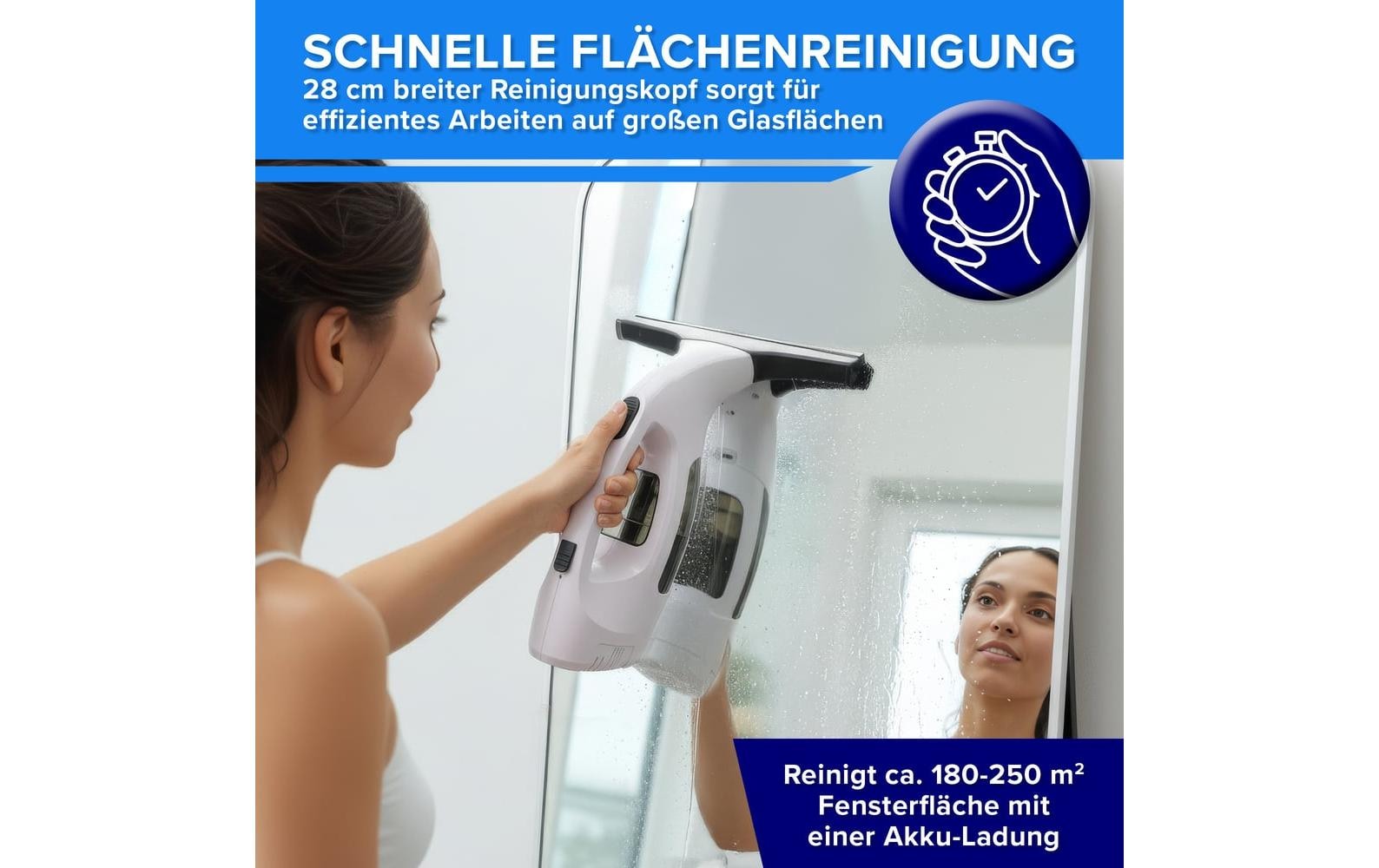 Lumaland Aspirateur de vitres sans fil »CLEANmaxx 3,7 V« nettoyeur de vitres sans fil avec fonction d’aspiration