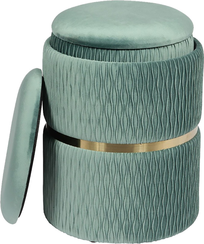 Kayoom Tabouret rembourré »Hocker Zora 425 2er-Set, Praktischer und versteckter Stauraum« Set, 2 cuis tlg. 2er-Set mit Stauraum, ineinander stapelbar, goldener Ring