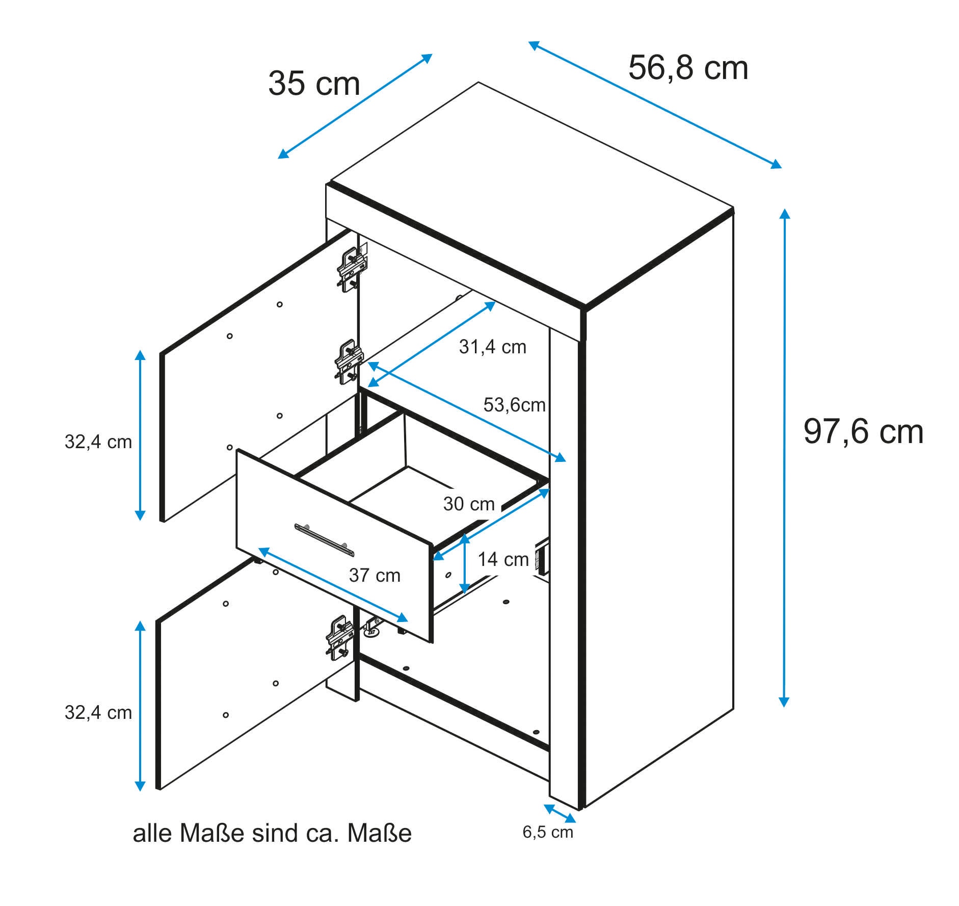 VOGL Möbelfabrik Commode »Toronto« in 2 Breiten, teilmassiv, Rahmenoptik, Made in Germany