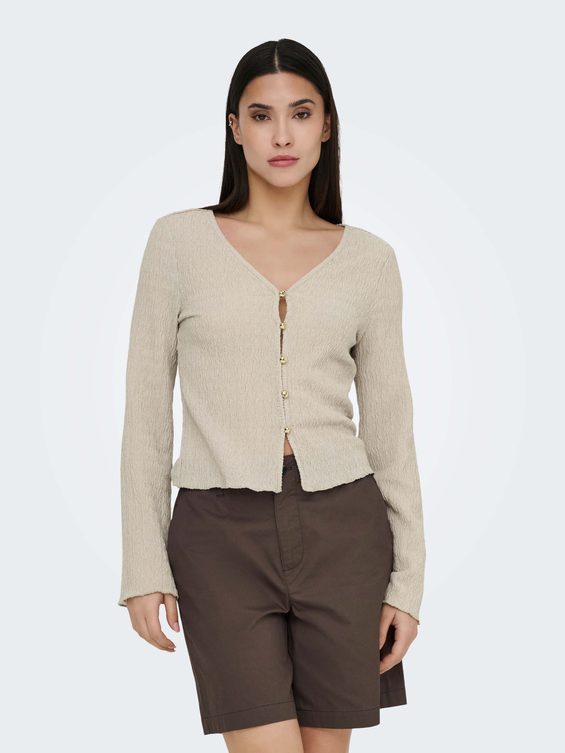 ONLY Strickjacke »ONLILSE L/S CARIDGAN STRUC JRS« Kunstfaser, V-Ausschnitt