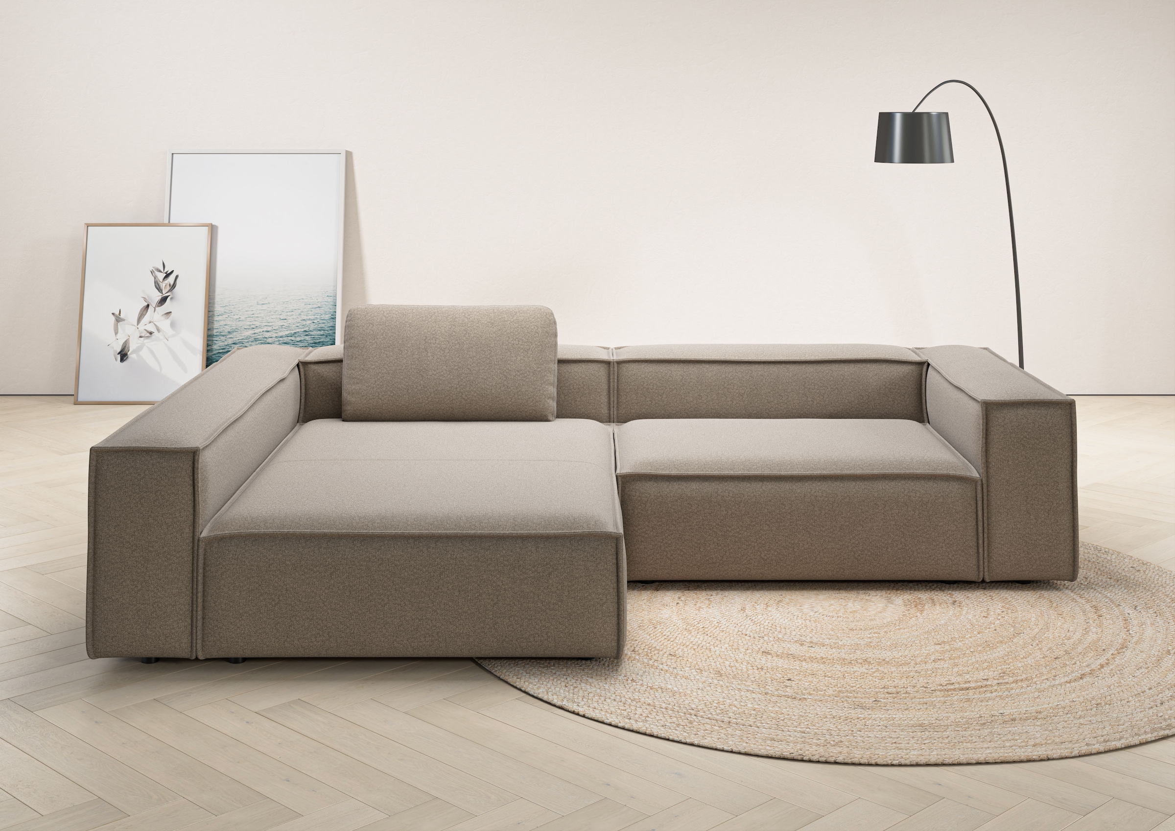 Home affaire Canapé d'angle »Watertown, moderne XXL L-Form, 306 cm breit« confortable avec assise profonde – idéal pour grands espaces de vie