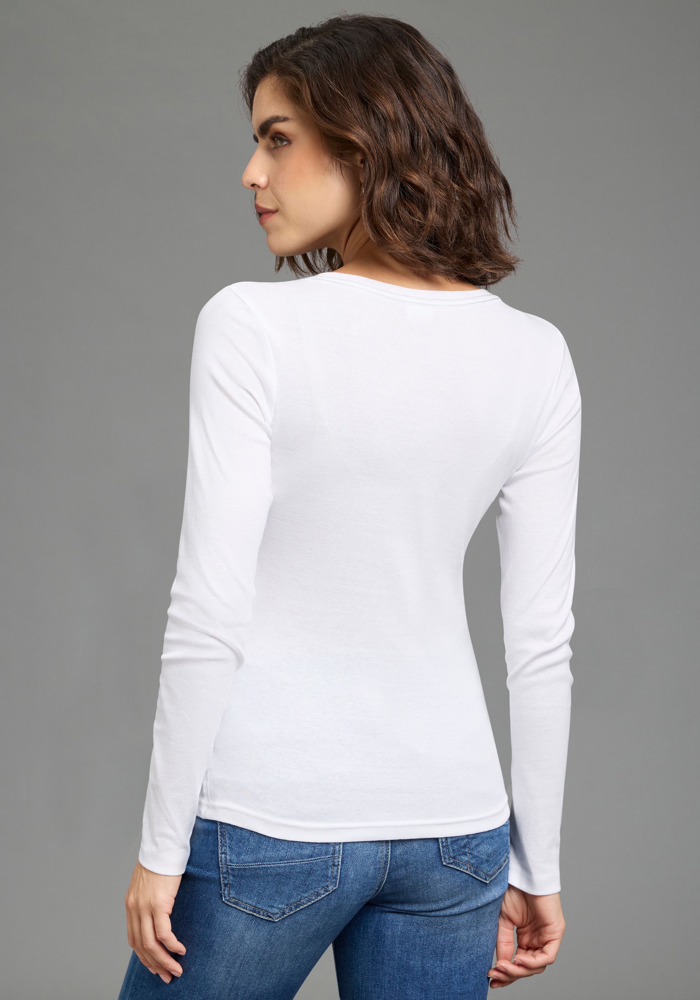KangaROOS T-shirt à manches longues pack de 2,  lot de 2, longueur couvrant les hanches, coupe basique, manches longues