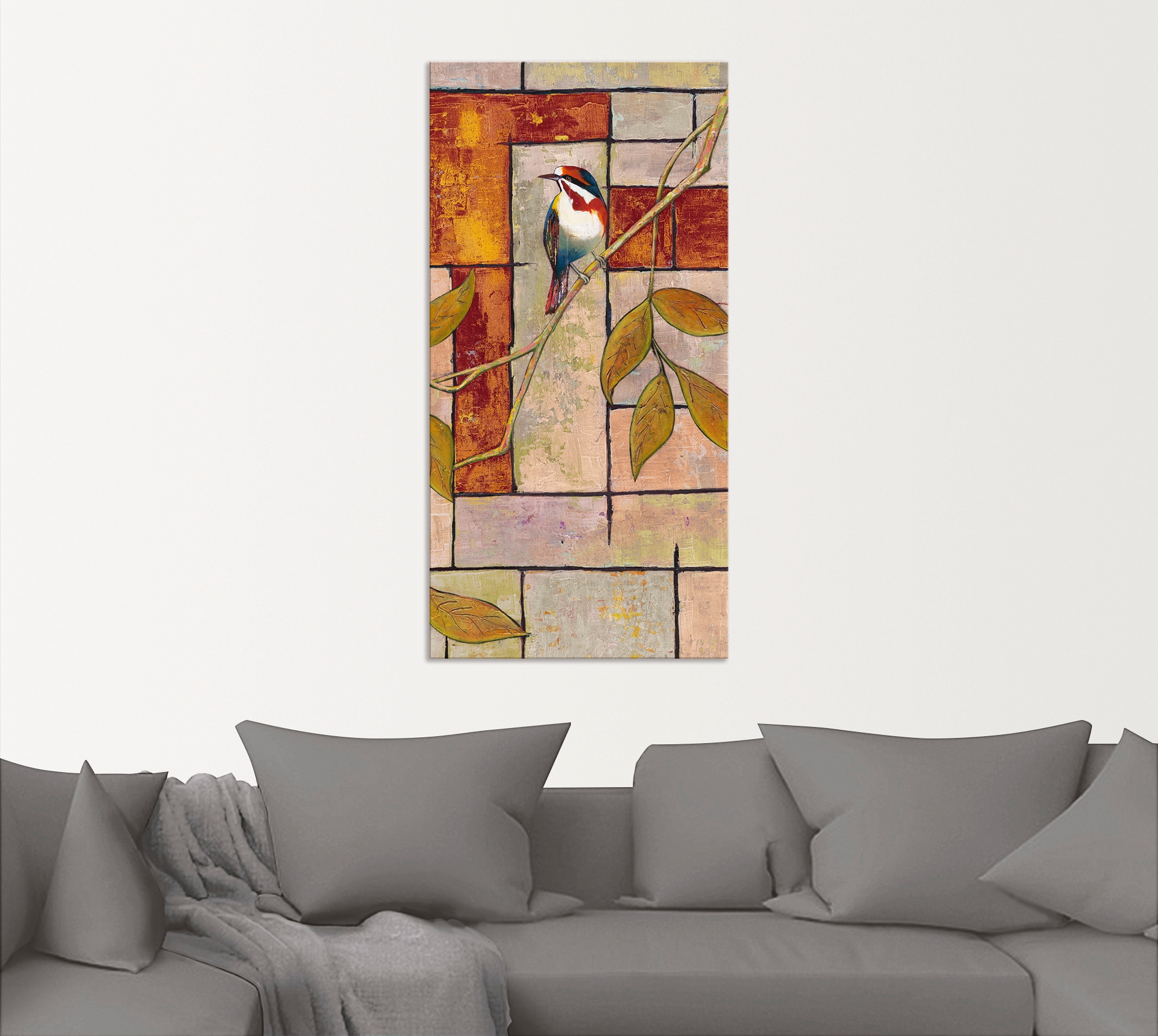 Artland Alu-Dibond-Druck »Vogel auf einem Ast II« Vögel 1 Stk. tlg. für Innen- und Aussenbereich geeignet, Outdoorbild