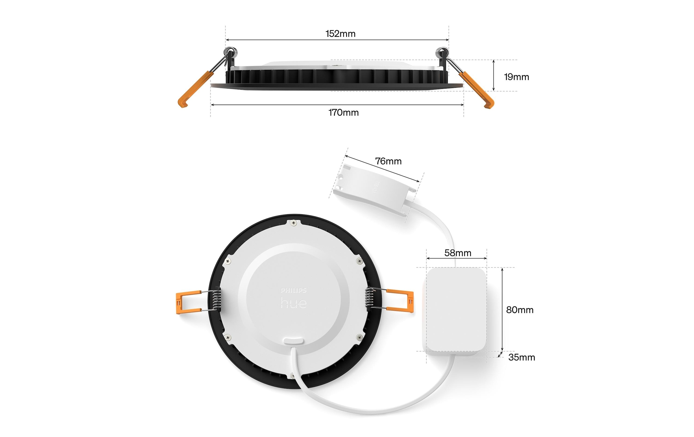 Philips Hue Plafonnier »Philips Hue Deckenleuchte WCA Slim Recessed Light L « RVB | blanc chaud - blanc froid