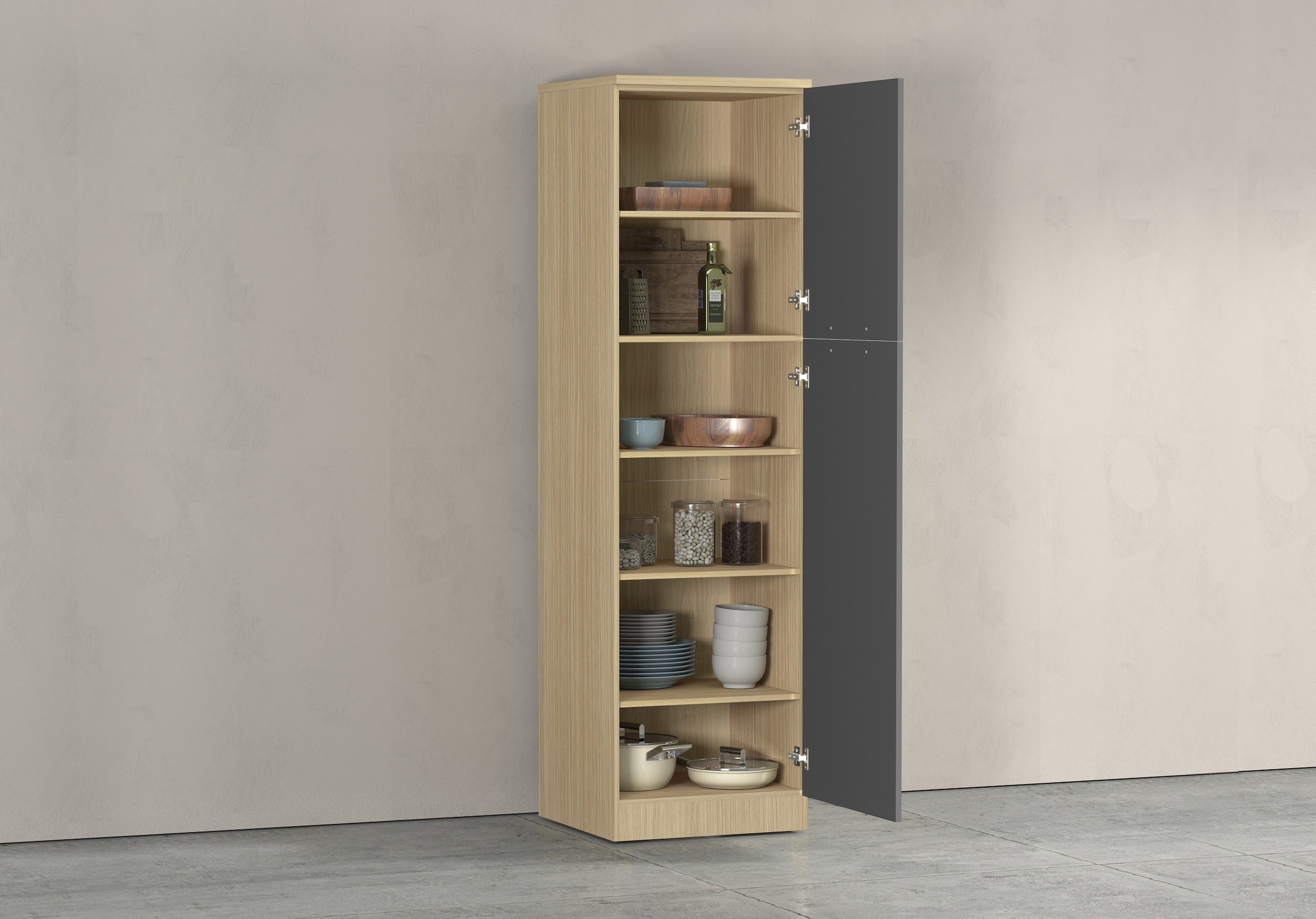 KOCHSTATION Armoire à provisions »Luna, Hochschrank, Küchenvorratsschrank, Speiseschrank, Made in Italy« B/T/H: 60×60×214,5 cm, mit 6 grosszügigen Fächern