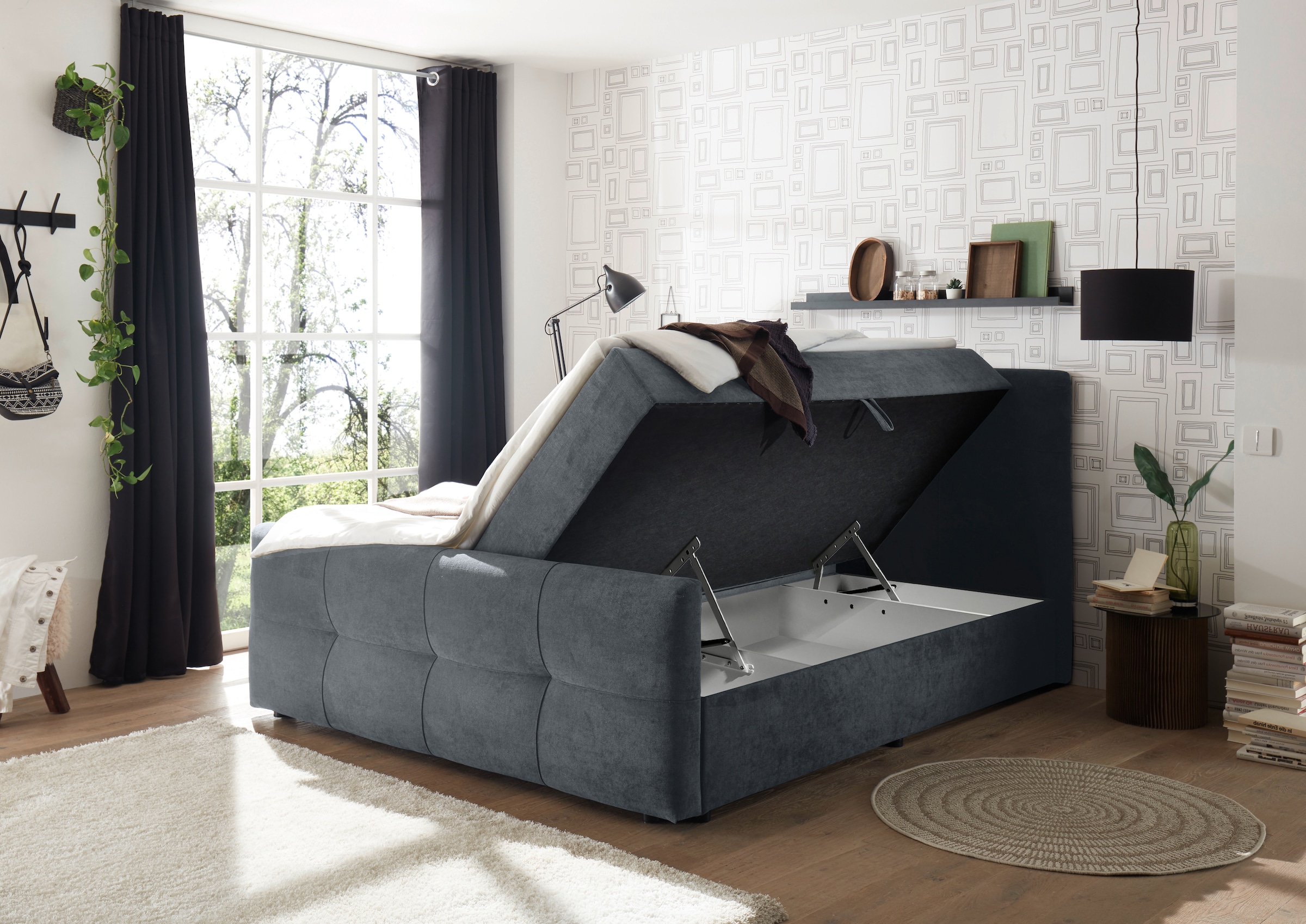 ED EXCITING DESIGN Lit de boxe »Winnipeg« 5 cuis tlg. incl. deux coffres de lit et surmatelas