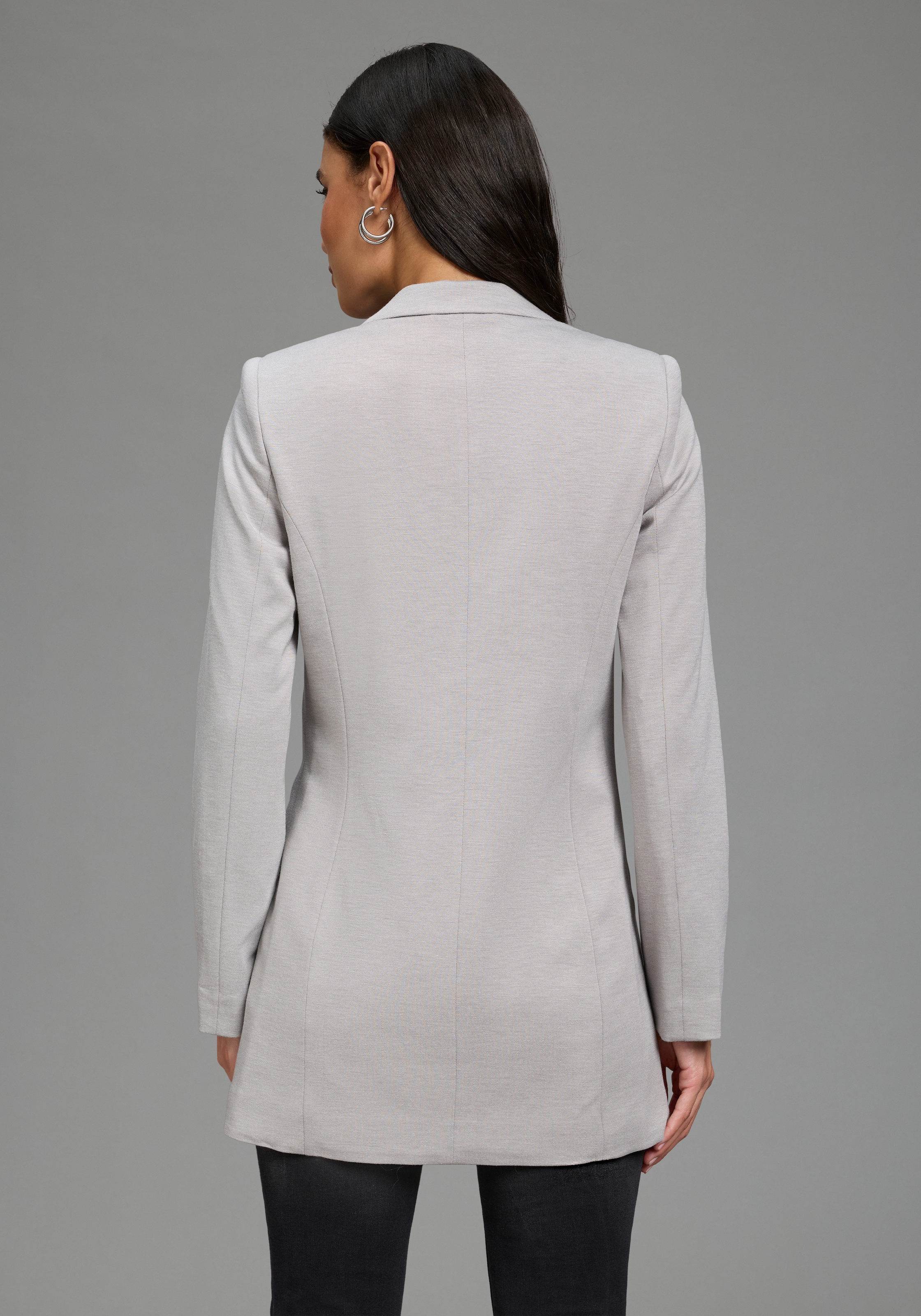 Laura Scott Sweatblazer melierte Optik, mit Reverskragen, 1-Knopf-Form, mit Pattentaschen