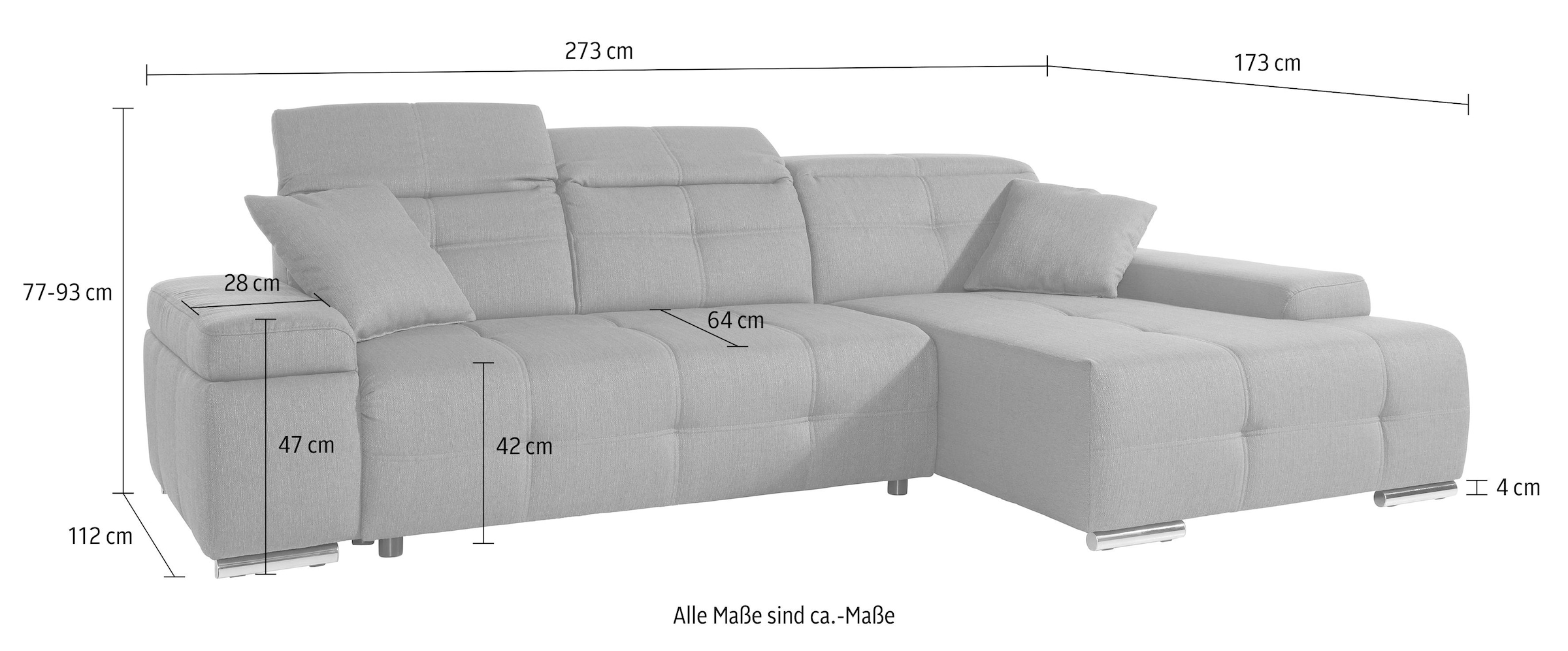 sit&more Ecksofa »Mistral L-Form« wahlweise mit Bettfunktion