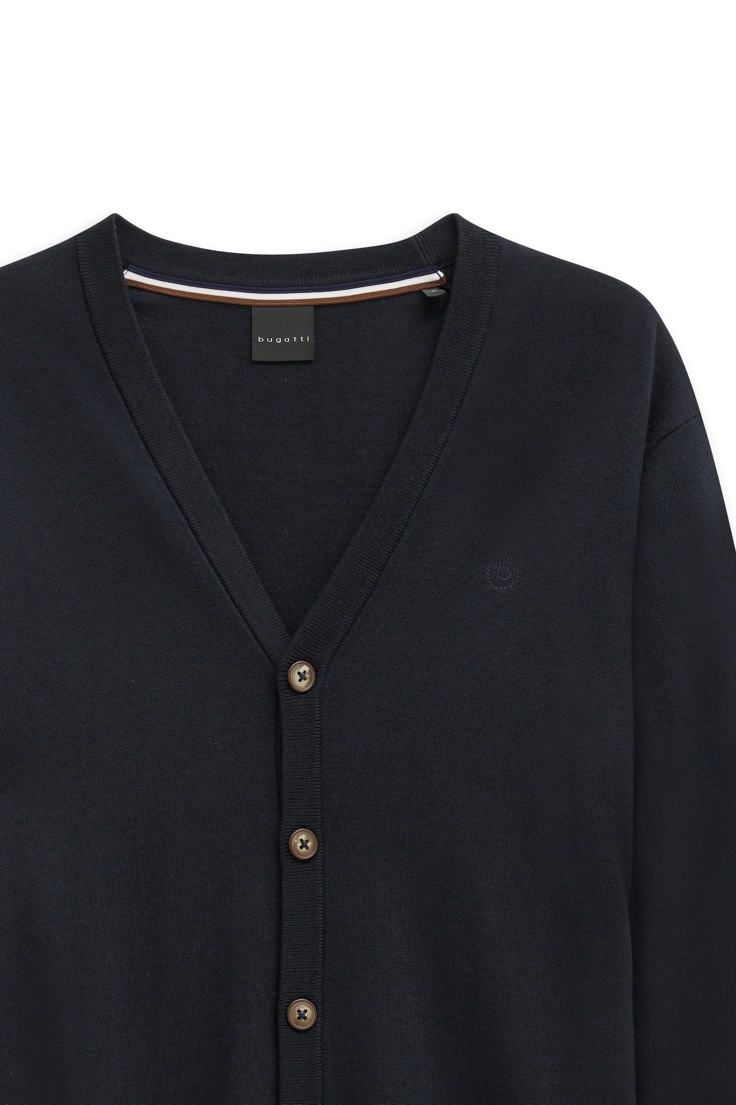 bugatti Cardigan »Modern Fit« mit V-Ausschnitt aus Baumwolle-Kaschmir