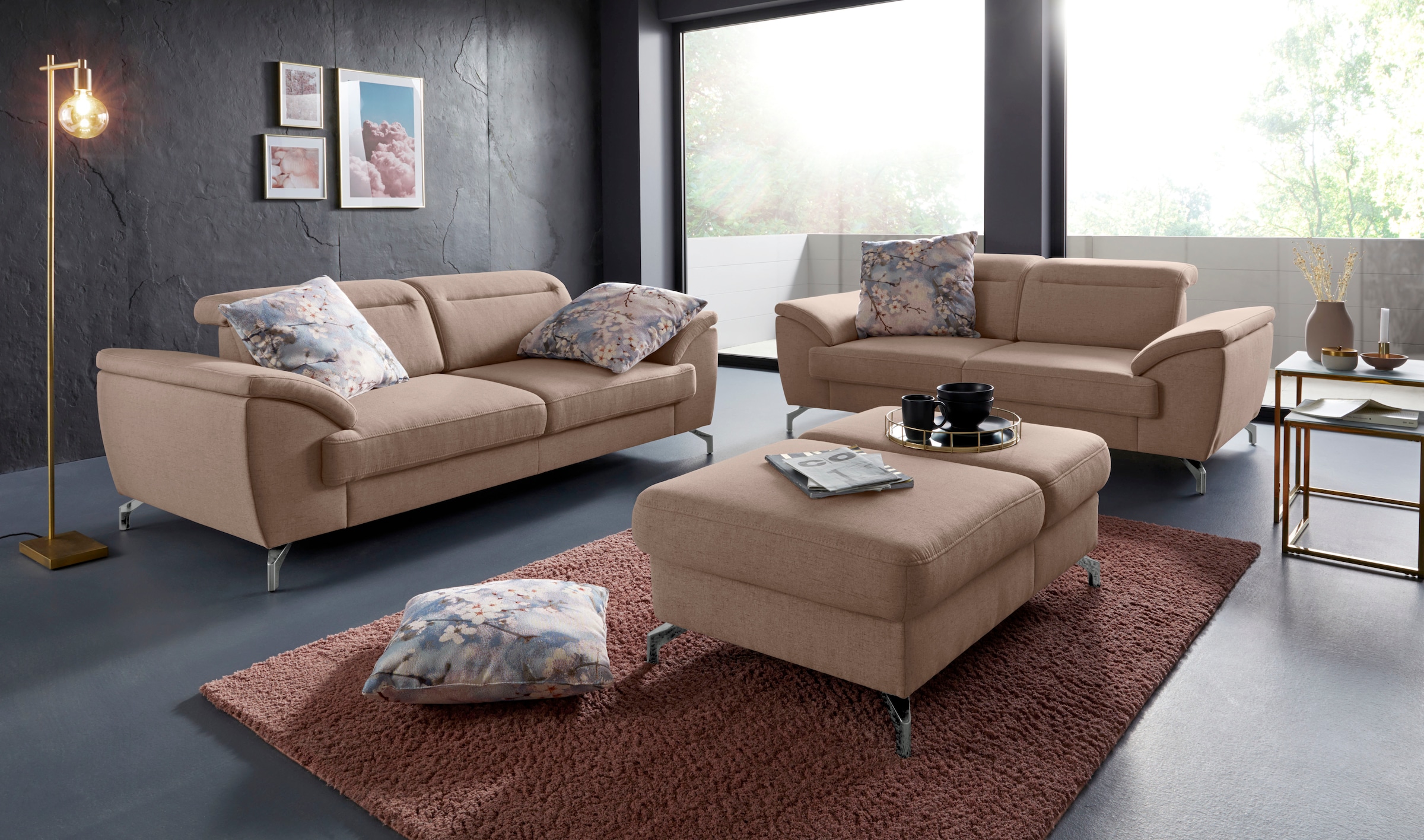 sit&more 2,5-places »Percy« 12 cm Fusshöhe, Sitztiefenverstellung, wahlweise Kopfteilverstellung