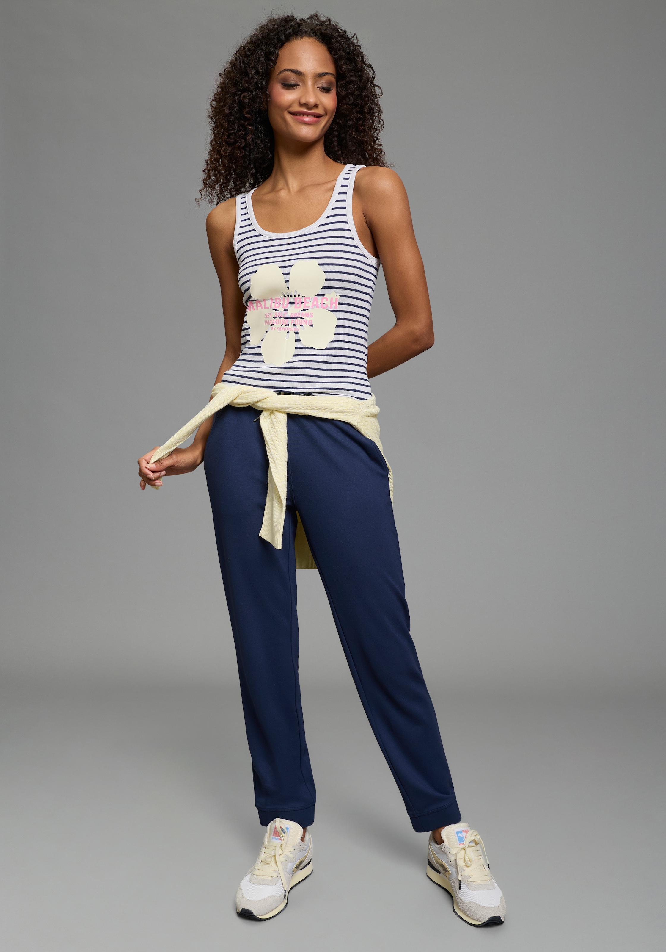 KangaROOS Top à bretelles im maritimen Streifenlook mit Print