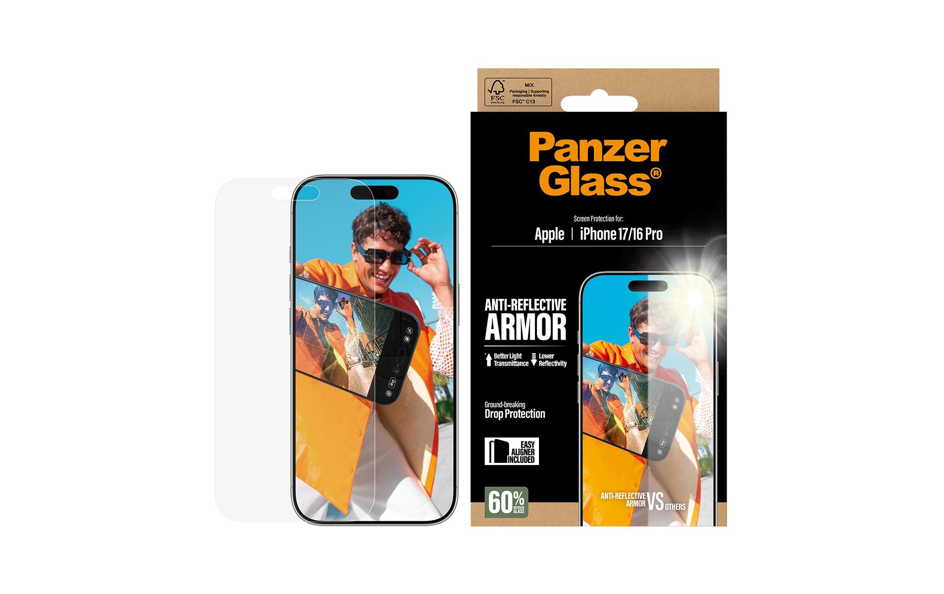 PanzerGlass Displayschutzfolie »Anti-Reflective Armor Screen Protector« für Apple iPhone 17;Apple iPhone 16 Pro Displayschutzfolie, Schutzfolie, Bildschirmschutz, kratz- & stossfest