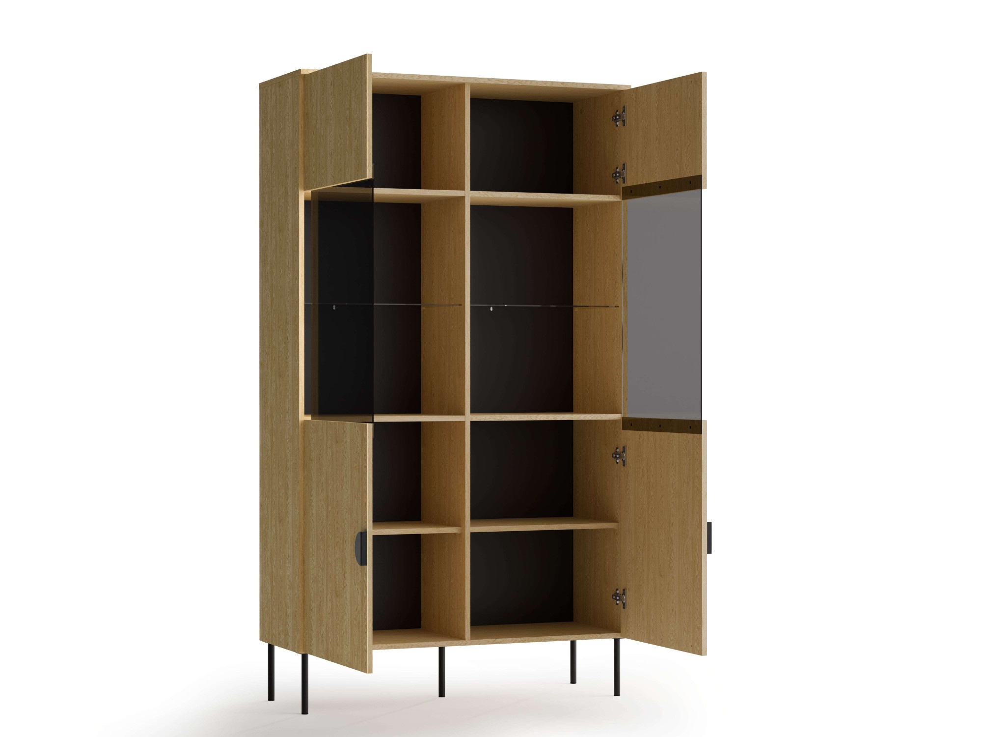 Home affaire Vitrines »BELLOT Vitrineschrank mit 2 Türen, verglast, mit viel Stauraum« Standvitrine/Glasvitrine, matt Hochschrank, Masse B/T/H: 106/40/187 cm