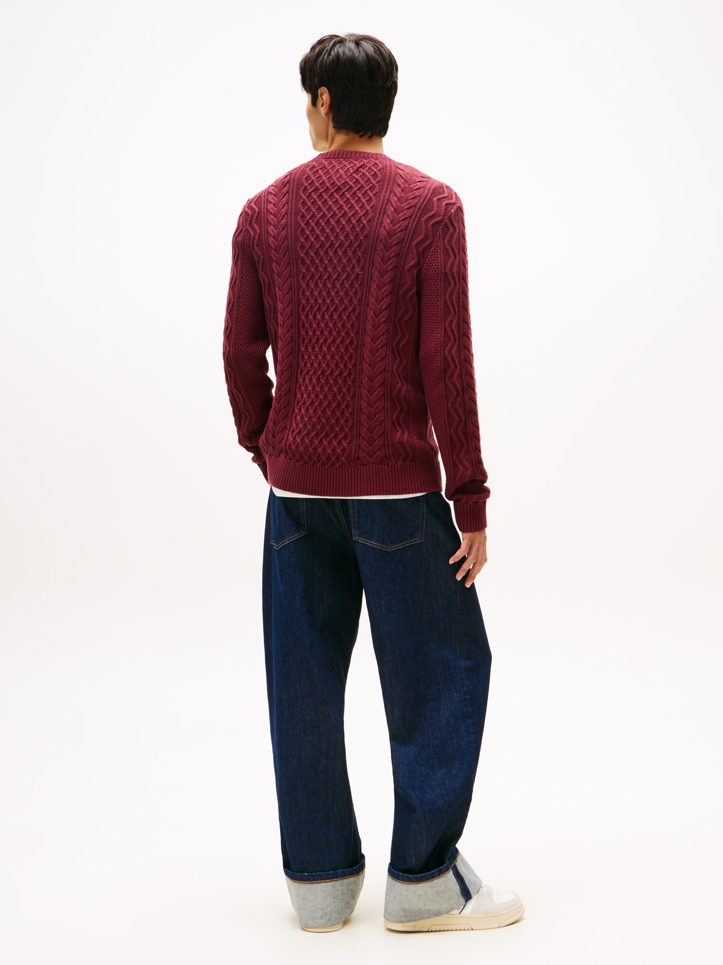 Tommy Jeans Strickpullover »BADGE CABLE« Slim Fit, Rundhals