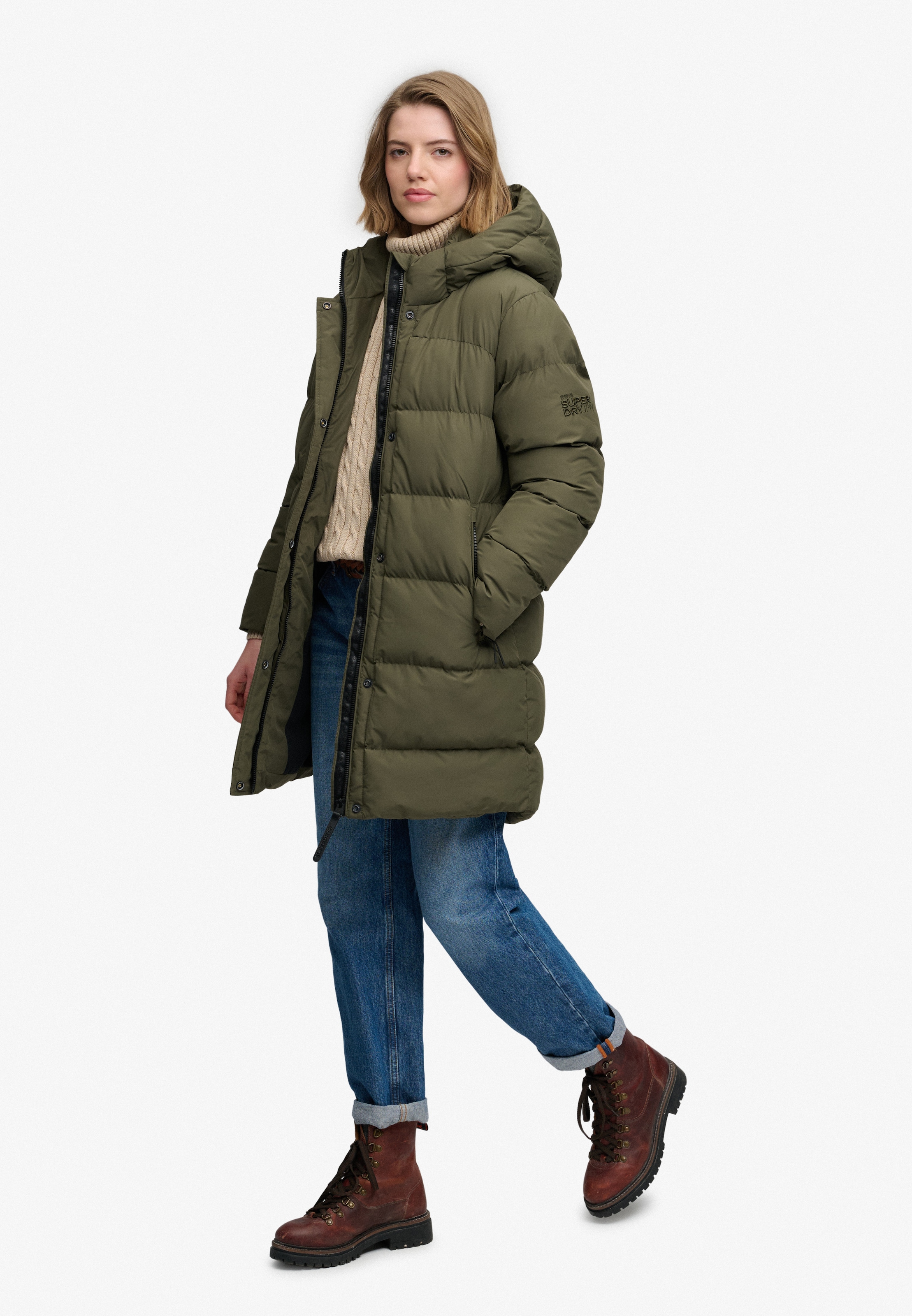Superdry Veste matelassée »HOODED SPORTS PUFFER MID JKT« fibre synthétique, coupe décontractée