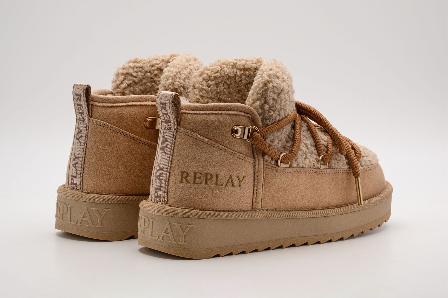 Replay Bottes d'hiver »SANTA MINI CURLY«  Plateauboots, Schnürboots in Teddy-Optik