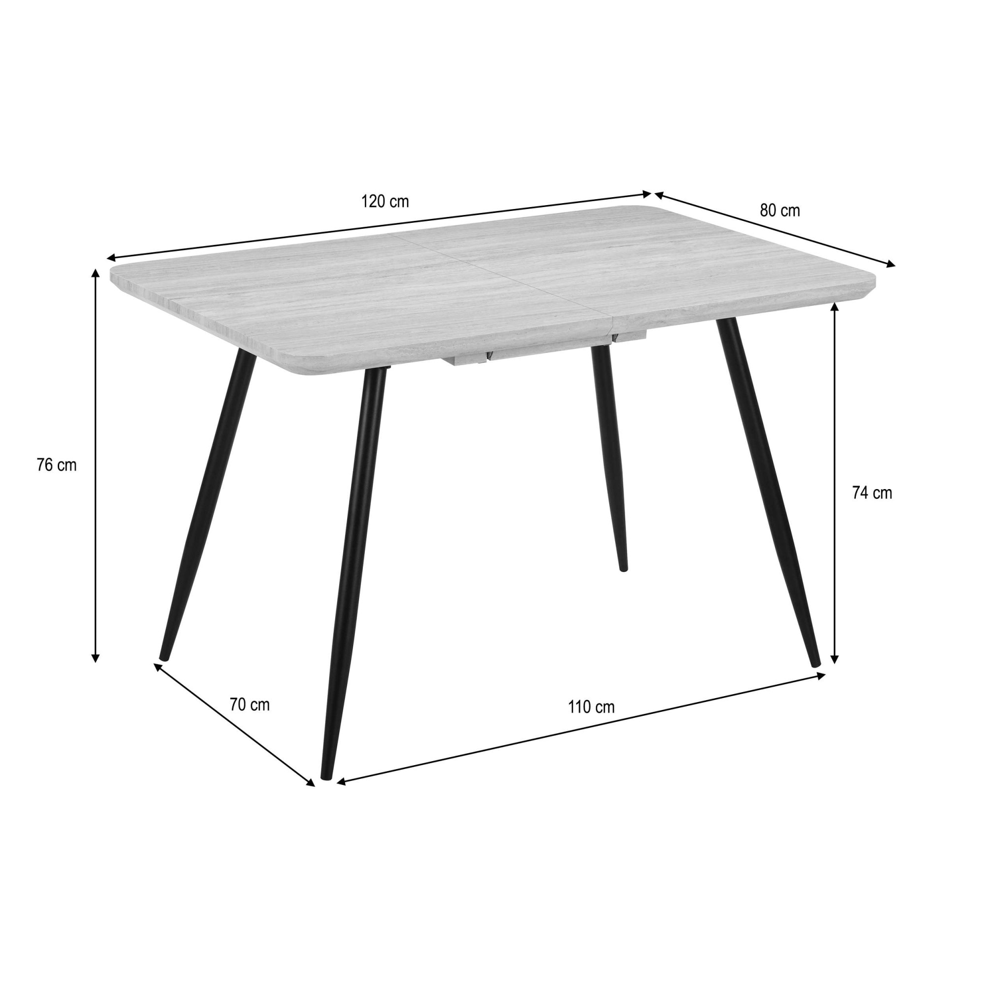 GOODproduct Ensemble de salle à manger »Ombrone-Derrek« Ensemble, Table à manger avec 4 chaises, 5 tlg. Table à manger avec 4 chaises, extensible 120-160 cm, incl. rallonge