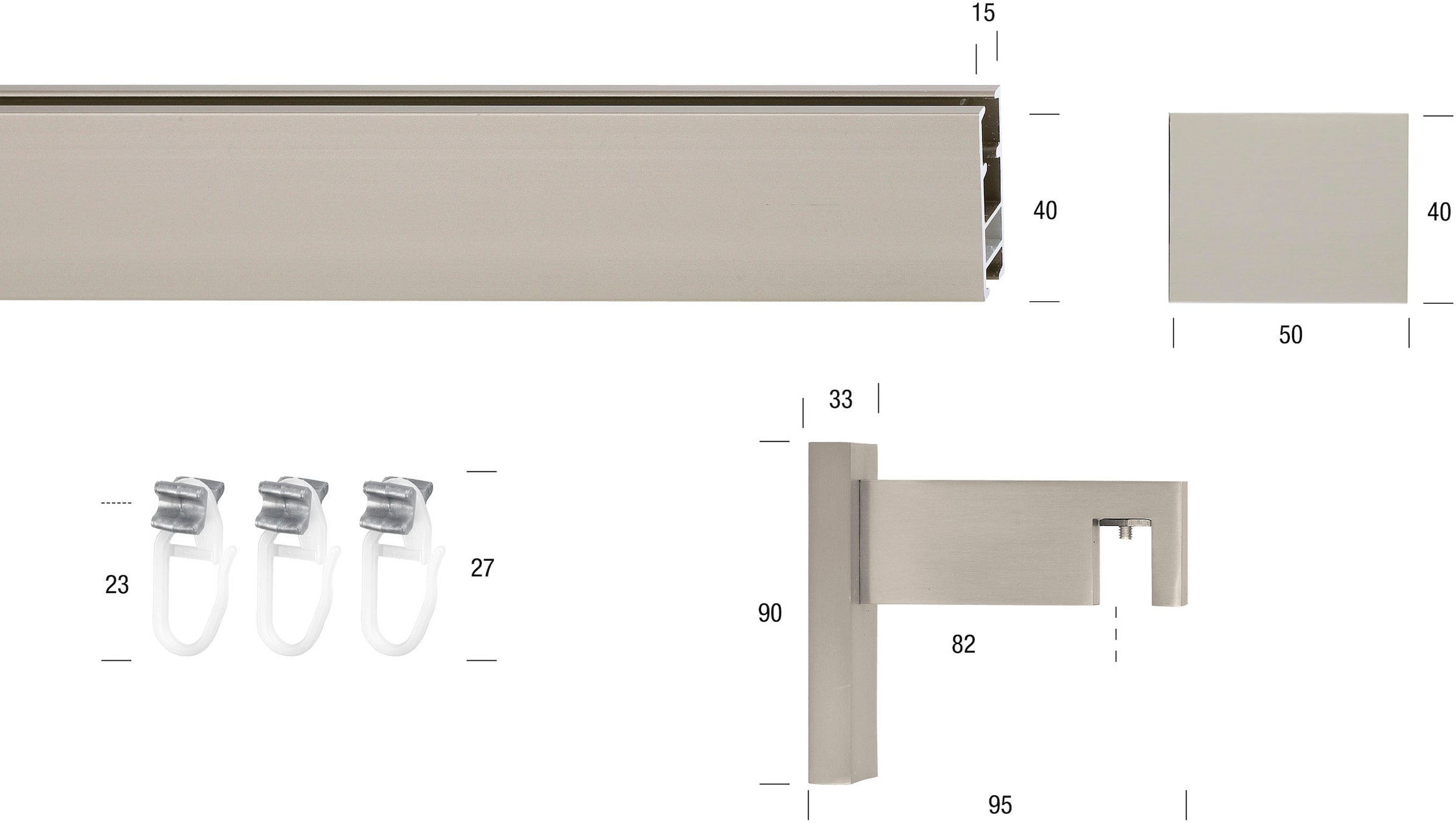 GARESA Tringle à rideaux »FLAT« 1 läufig-läufig Wunschmasslänge Rechteckprofil, Wandmontage, perfekter Lauf, modern, verlängerbar