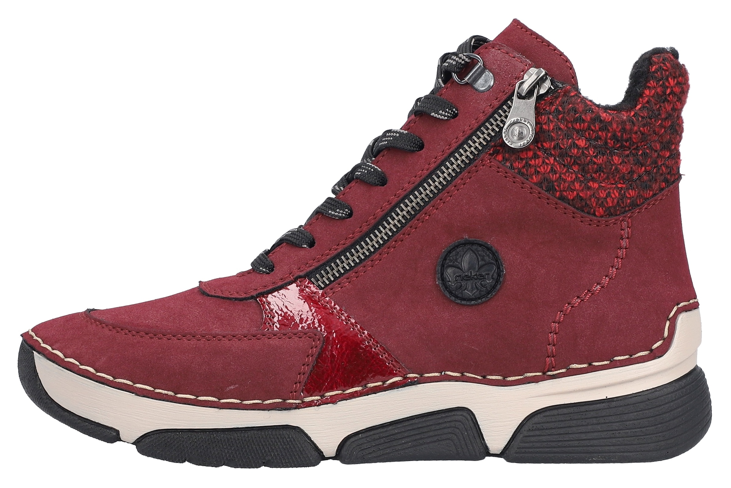 Rieker Bottes d'hiver  Bottines à lacets, boots à lacets avec garniture textile au bord du col