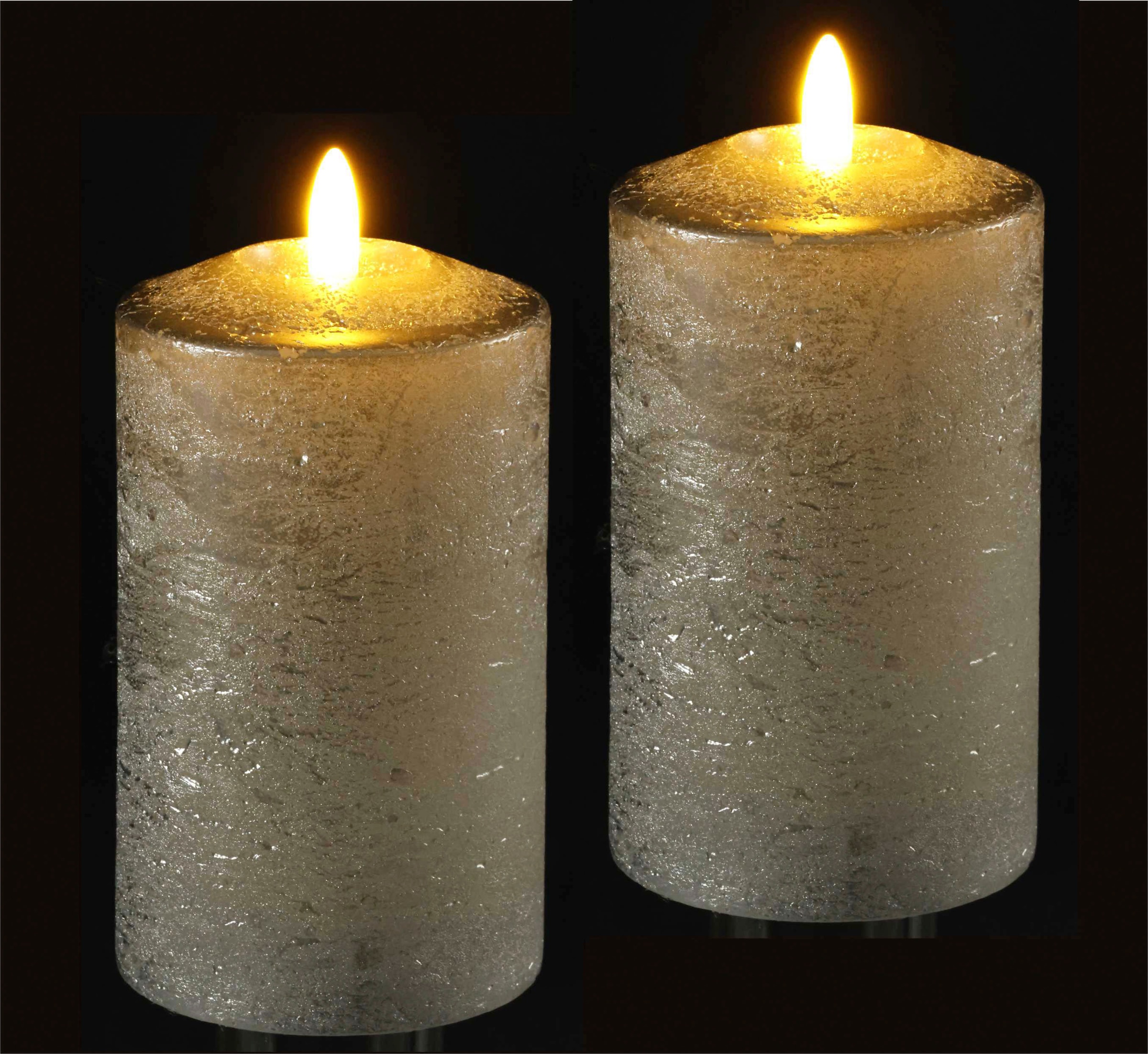 I.GE.A. LED-Kerze »Batteriebetriebene LED-Kerzen aus Echtwachs, Höhe ca. 12,5 cm« warmweisses Stimmungslicht, Stumpenkerze für den Adventskranz