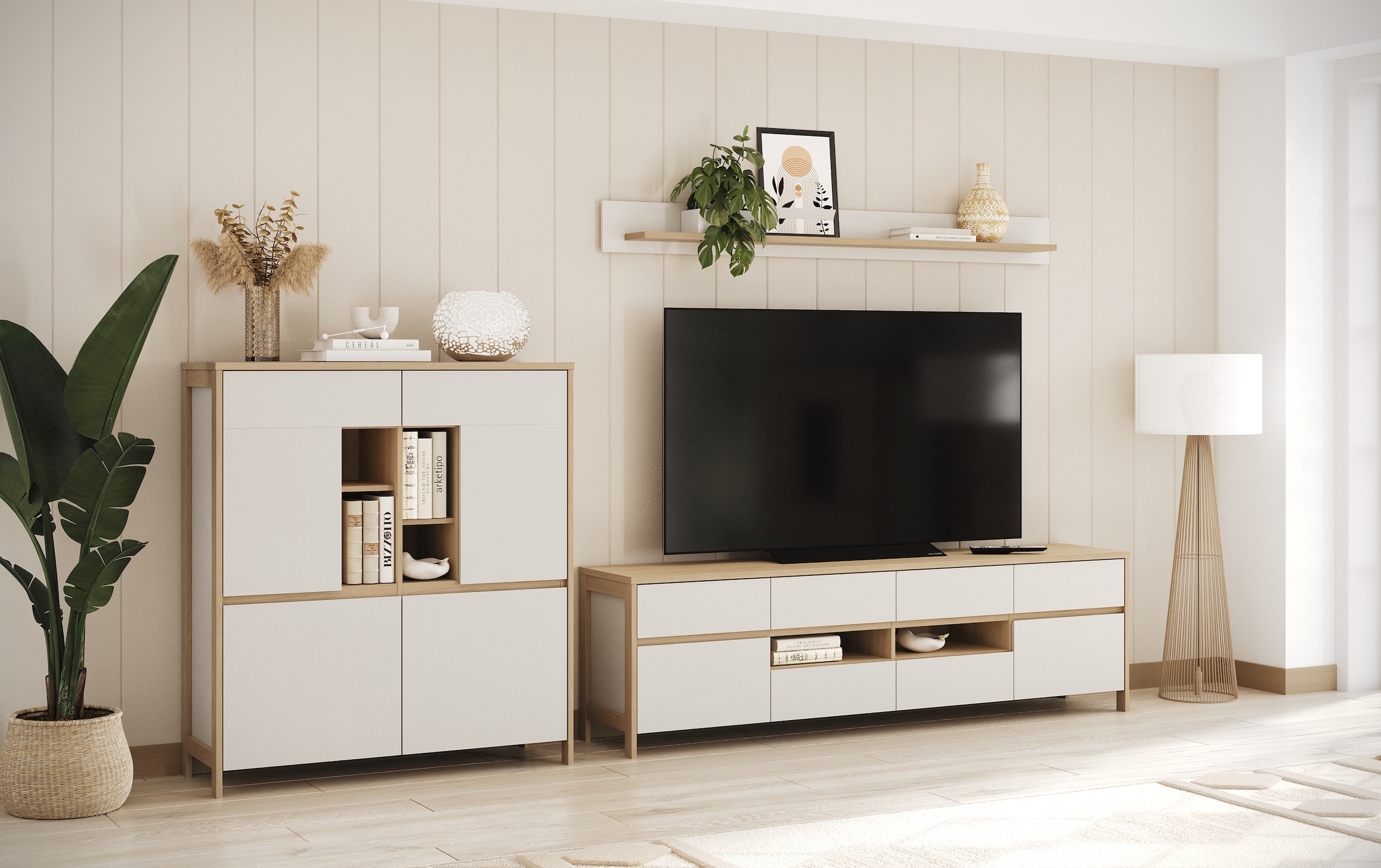 Home affaire Meuble mural »Stranda, moderne Anbauwand, Komplettset im Scandi-Style« 3 cuis tlg.