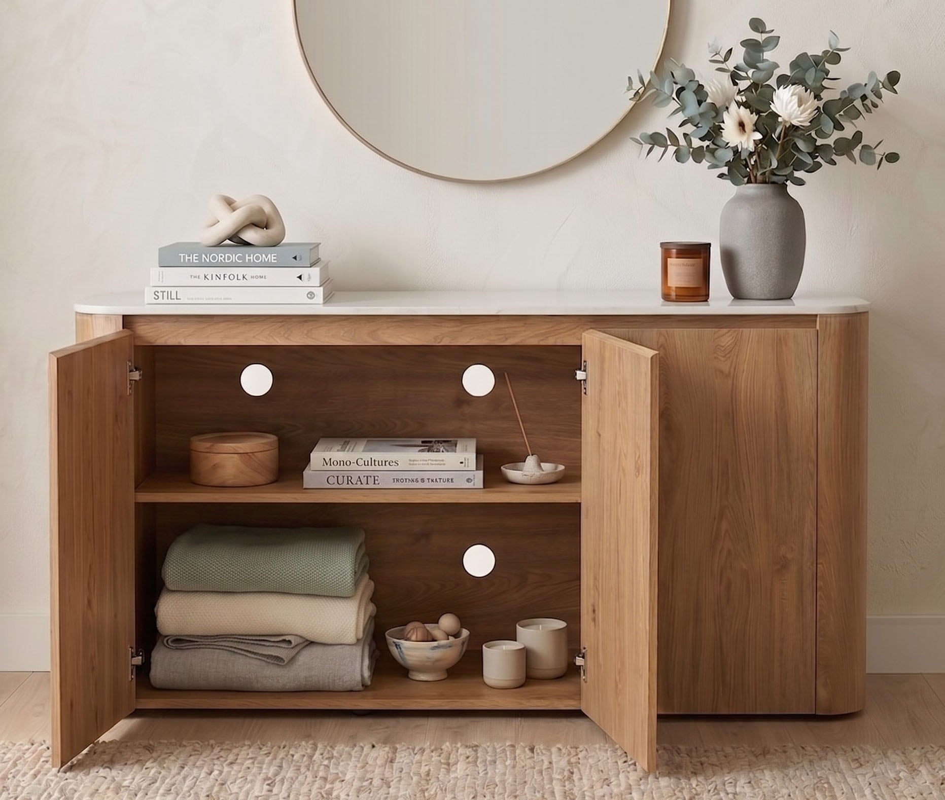 Jahnke Buffet »TRESOR SB 150« Buffet bas, aspect marbre, sans poignées, 3 portes, largeur : 150 cm