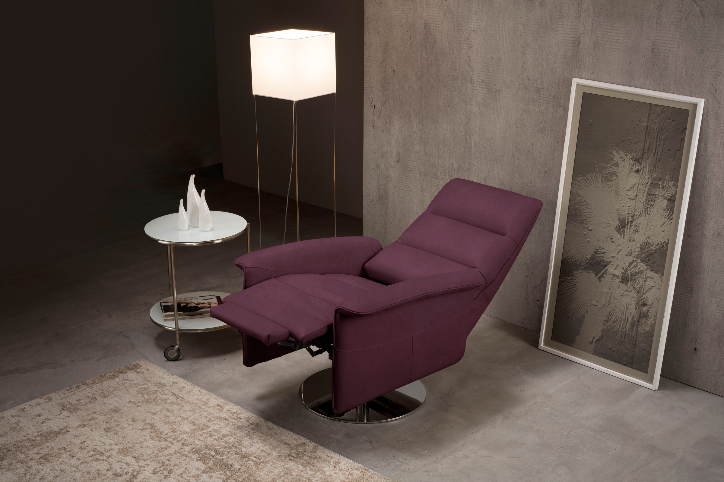 Egoitaliano Sessel »Kelly Designsessel, Clubsessel & Relaxsessel, bequem, zeitlos elegant« drehbar, manuelle Relaxfunktion mit Push-Back-Mechanismus